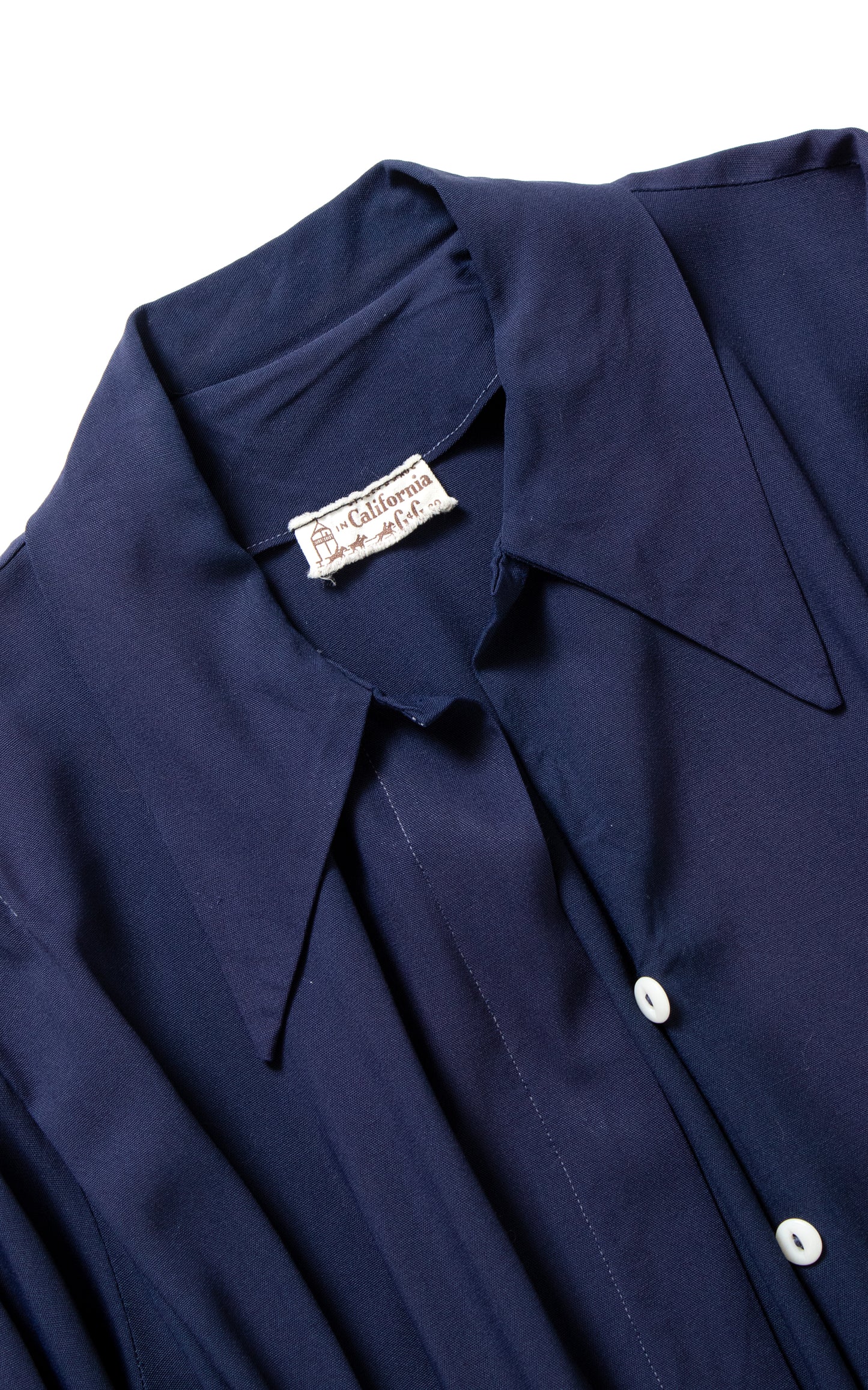 1940s Navy Blue Rayon Jacket | x-large