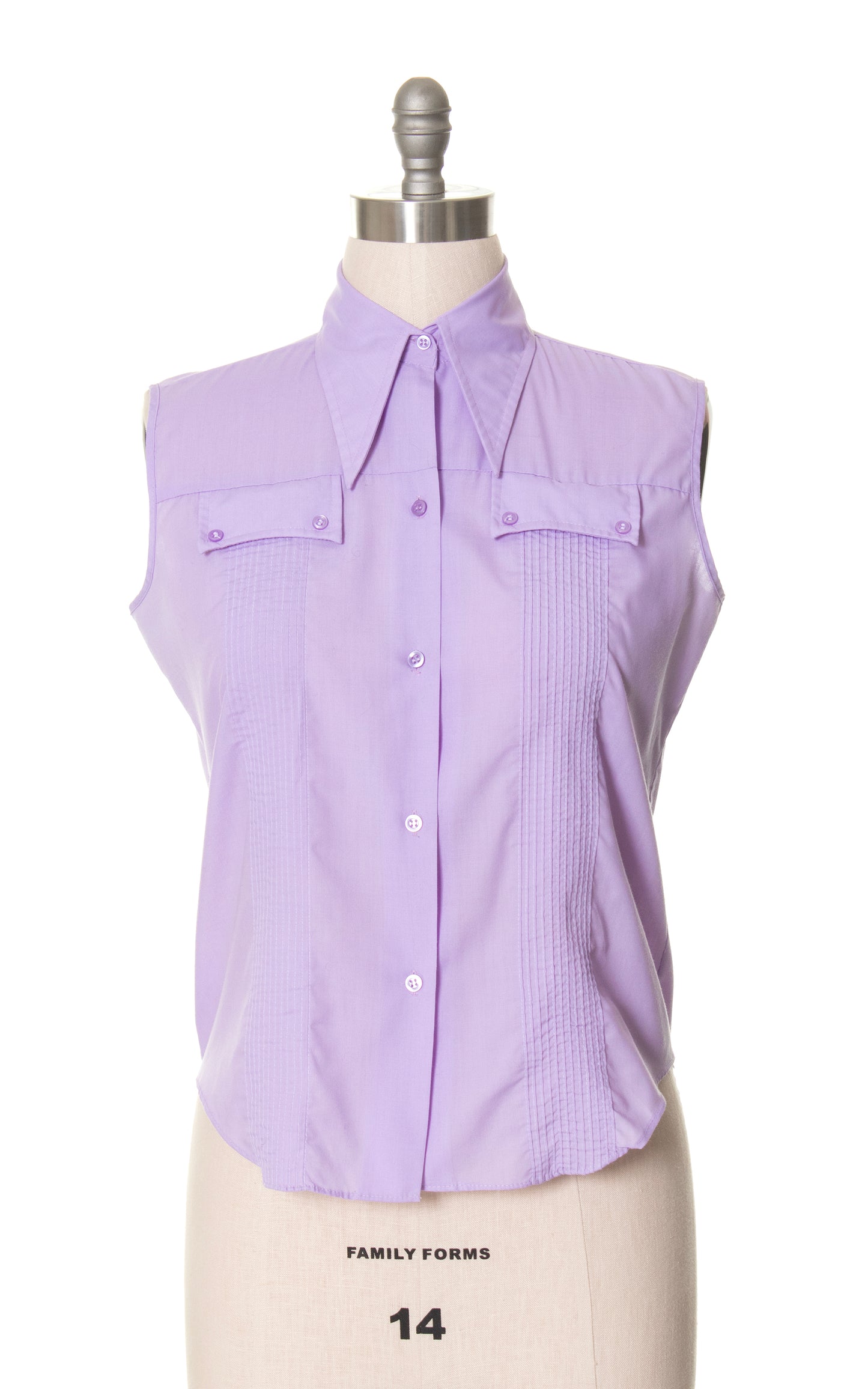 1950s 1960s Pastel Purple Sleeveless Blouse | large