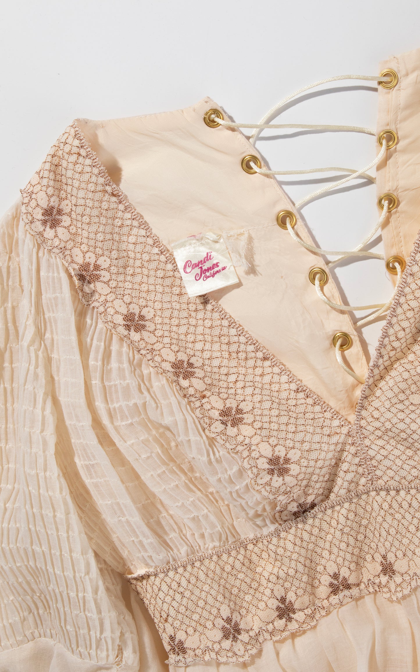 Vintage 70s 1970s Gunne Sax Style Lace-Up Boho Tiered Maxi Dress BirthdayLifeVintage