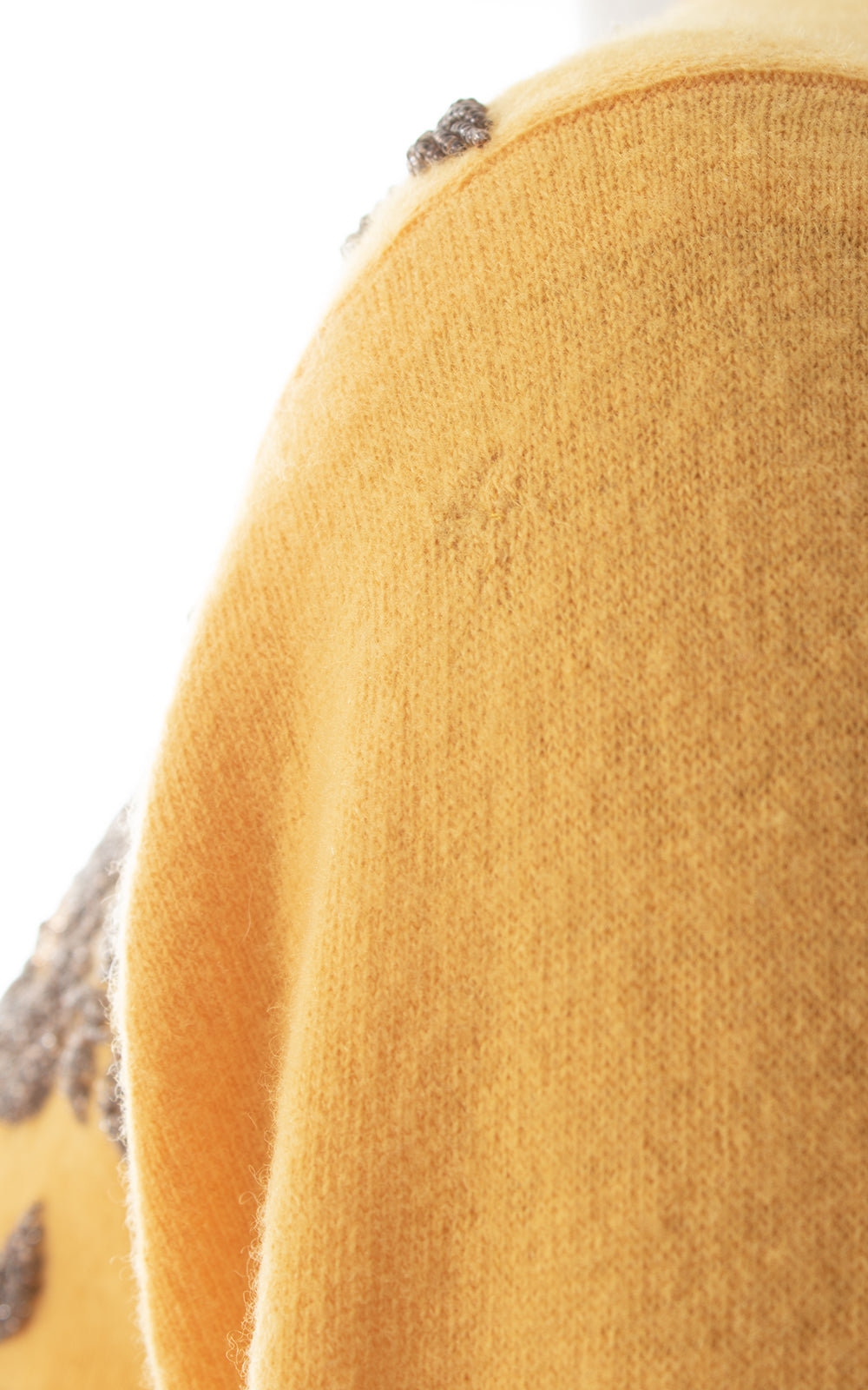 1950s Floral Beaded Knit Wool Cardigan | medium