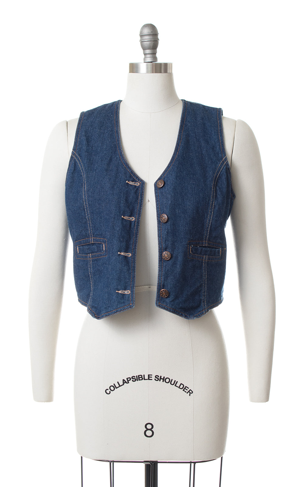 1970s Cropped Denim Vest