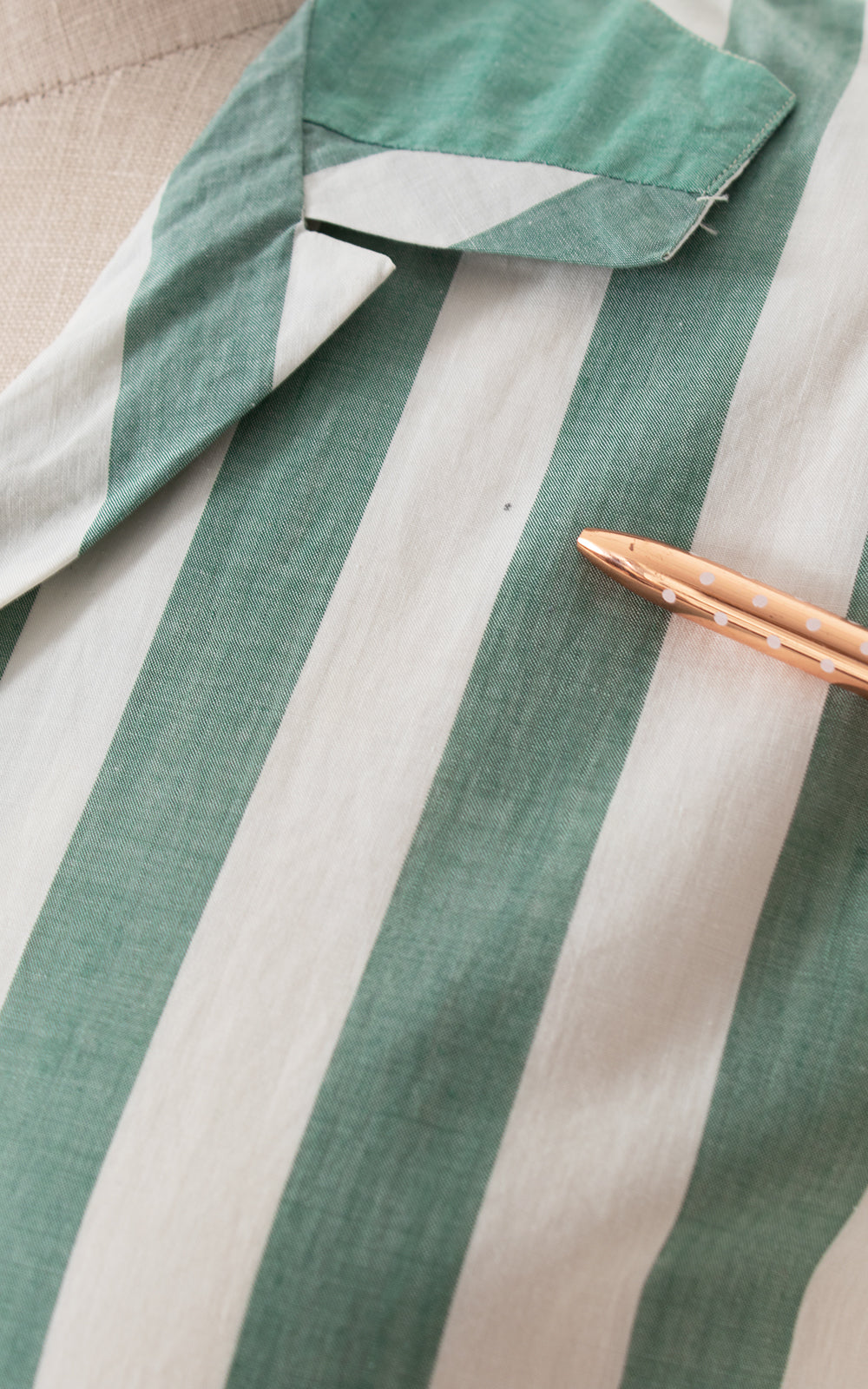 1950s Green Striped Shirt Dress with Pockets | medium