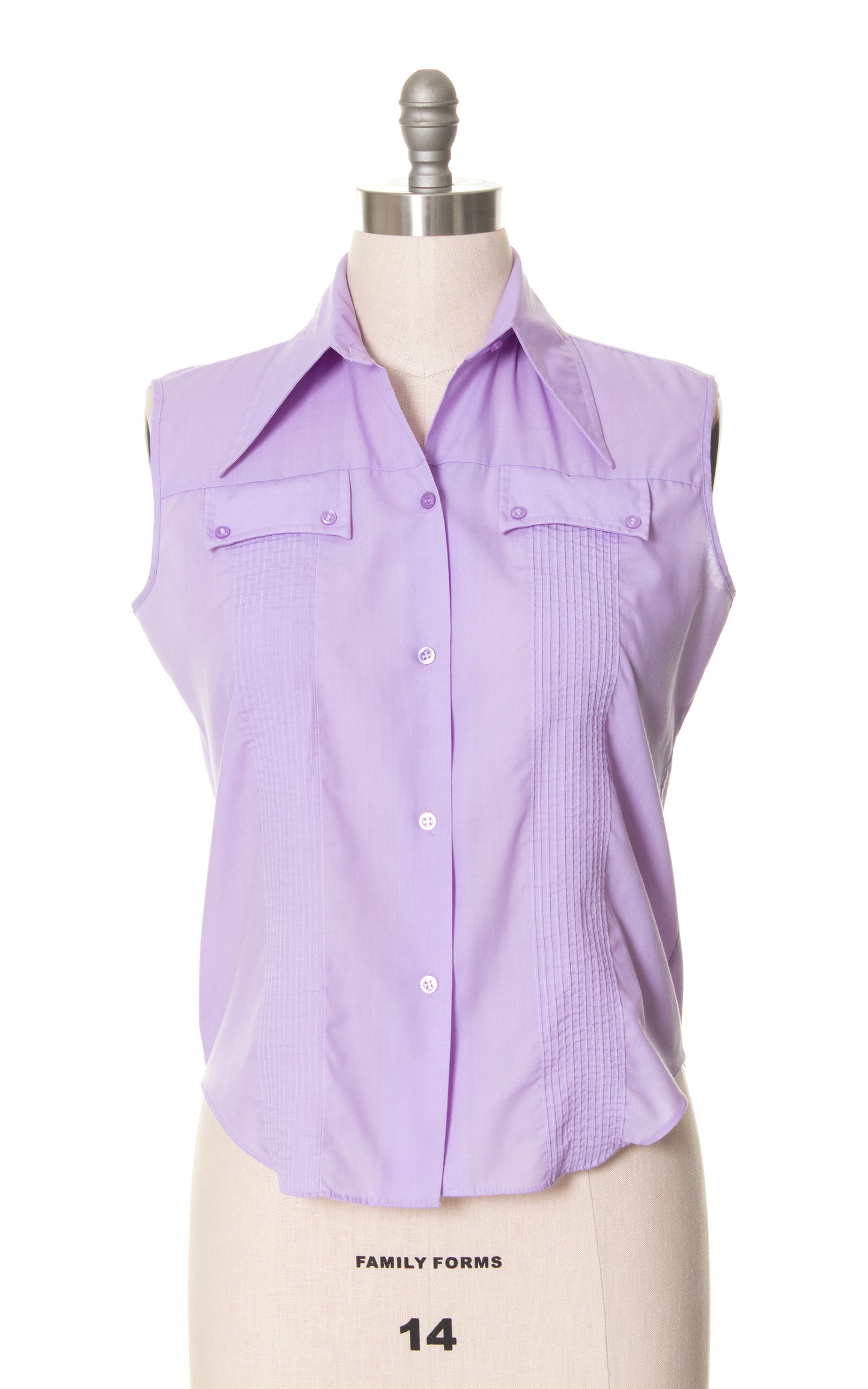 1950s 1960s Pastel Purple Sleeveless Blouse | large