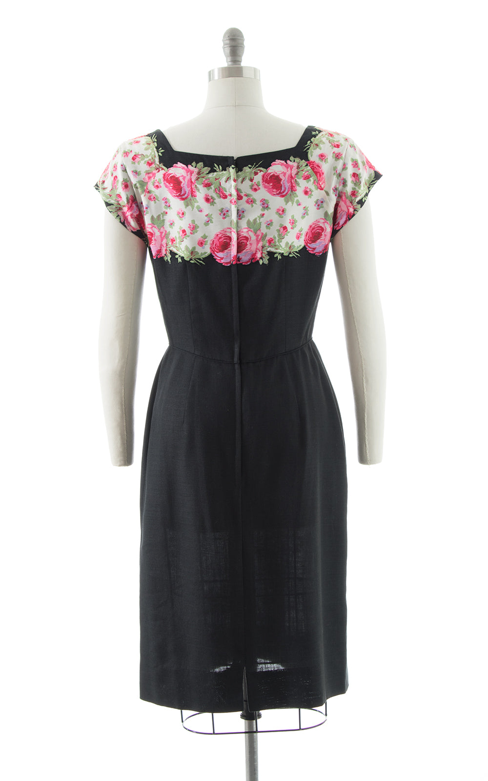 1950s Peggy Hunt Floral Sequin Silk & Linen Dress BirthdayLifeVintage