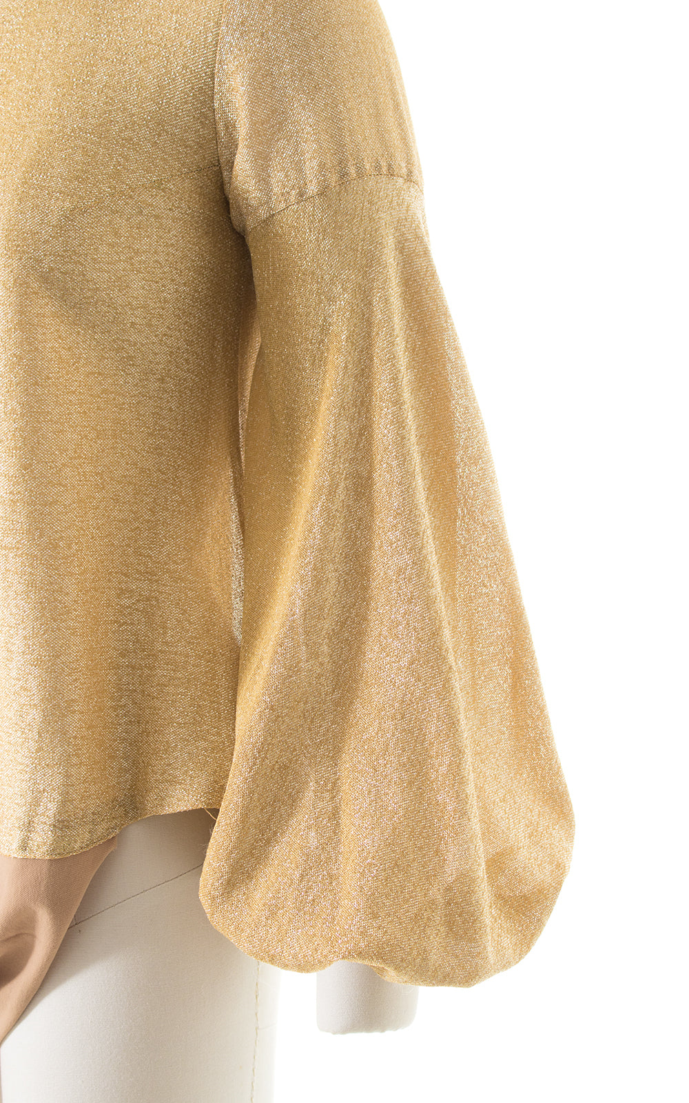 1970s Metallic Gold Bishop Sleeve Bodysuit