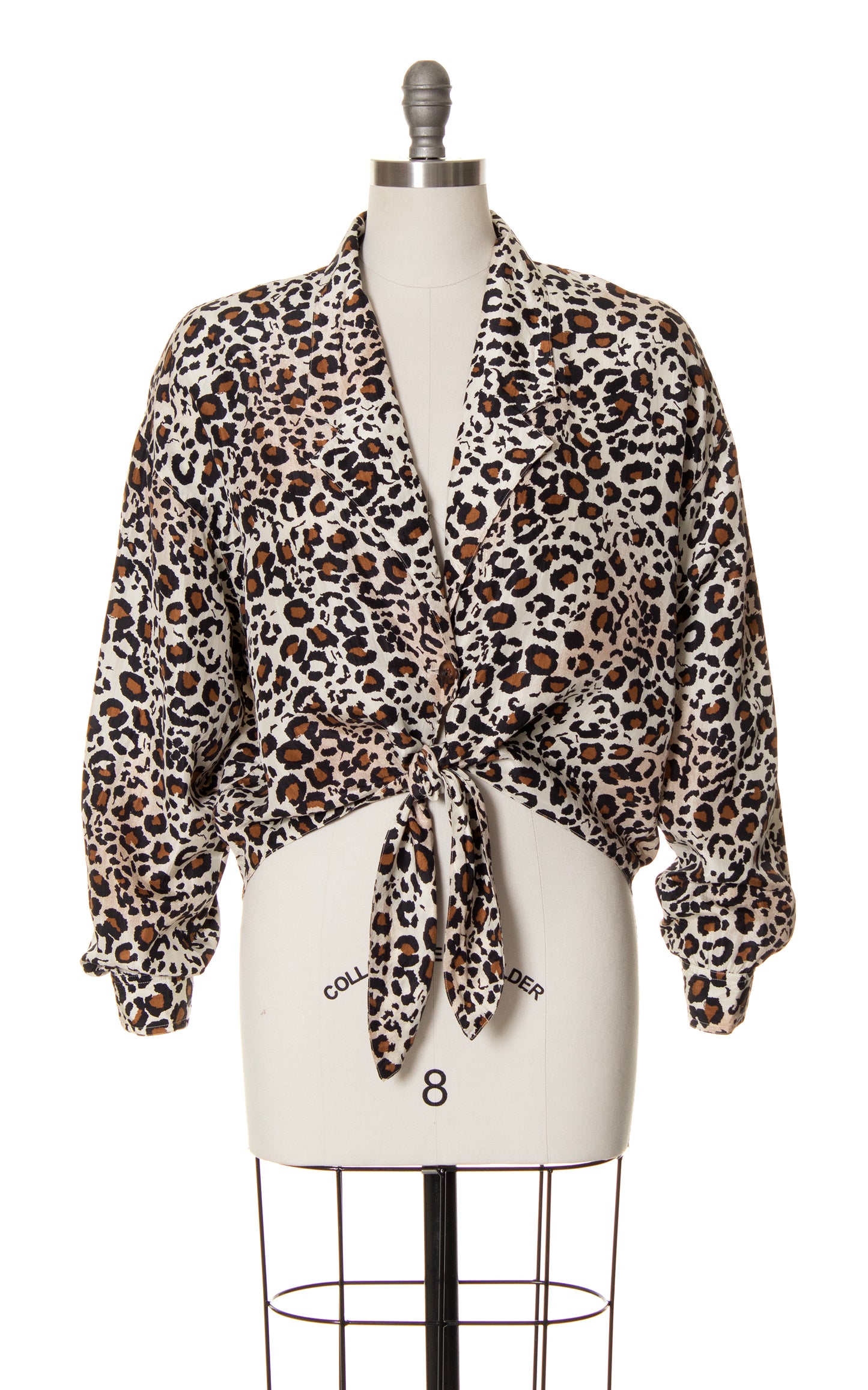 1980s Silk Leopard Print Hi-Low Blouse | large/x-large