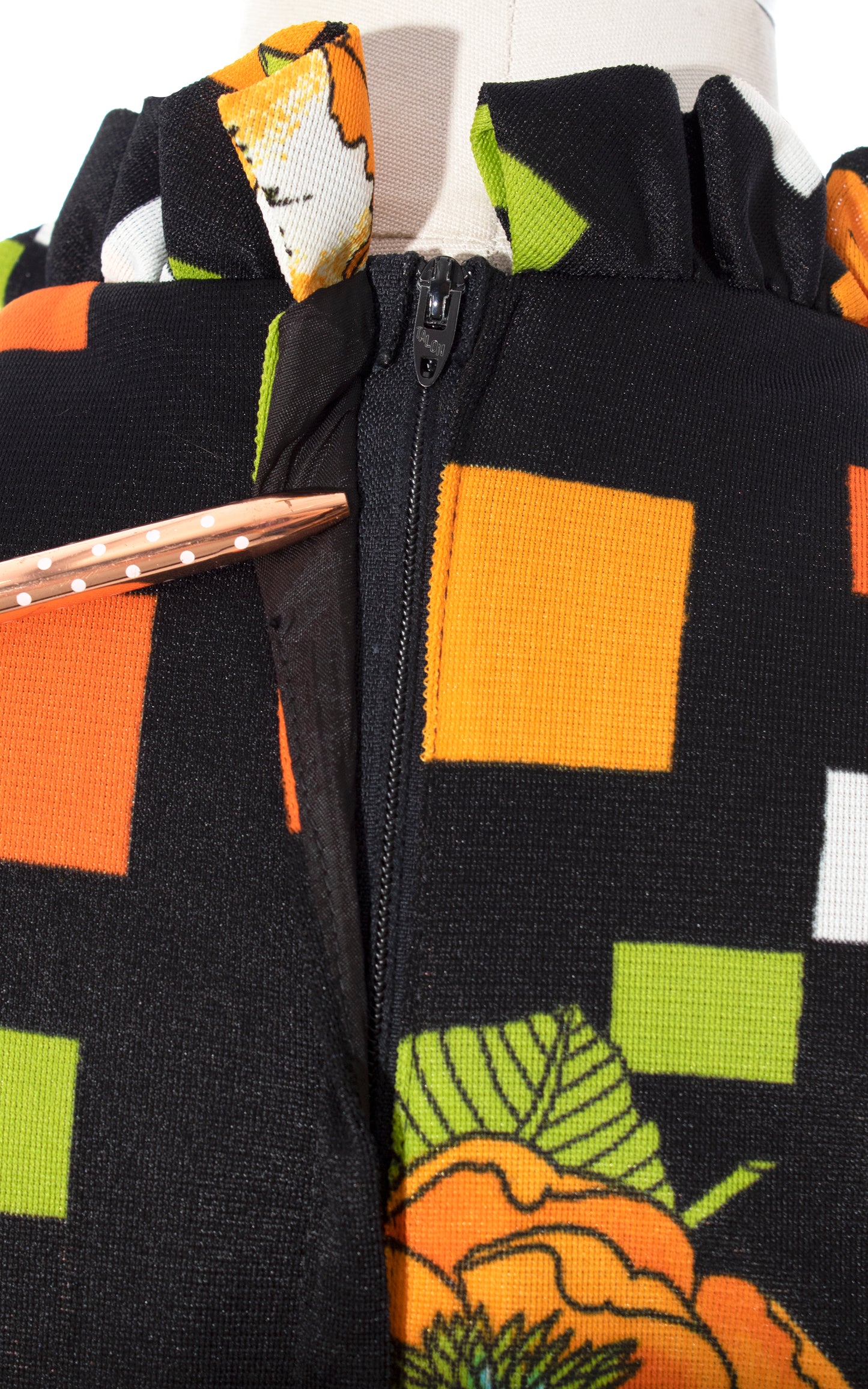 Vintage 70s 1970s Poppies Floral Geometric Squares Printed Polyester Sundress Maxi Dress Birthday Life Vintage