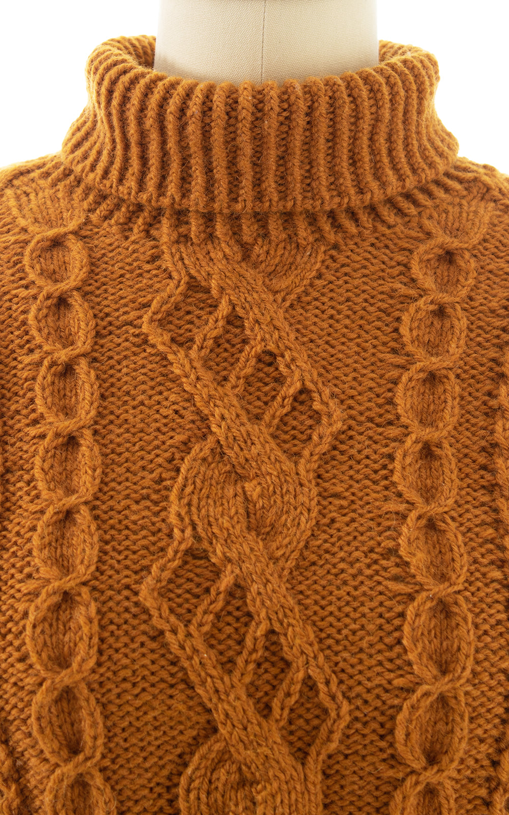 1970s Burnt Mustard Knit Wool Turtleneck Sweater BirthdayLifeVintage
