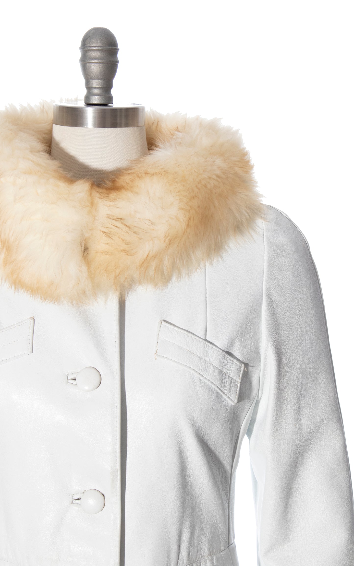 Vintage 70s 1970s Shearling Fur & White Leather Almost Famous Princess Coat Birthday Life Vintage