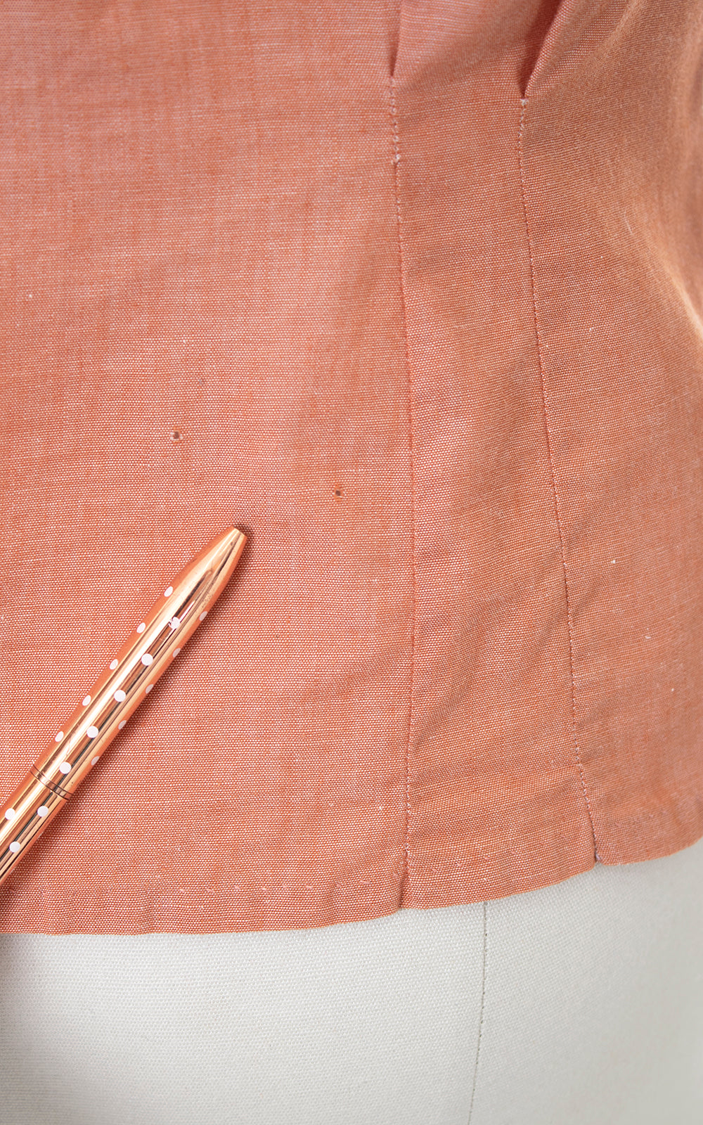 1950s Dusty Salmon Cotton Chambray Blouse | medium