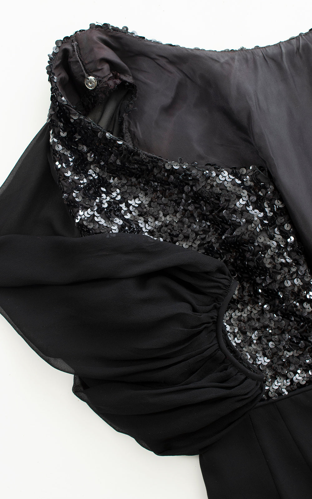 1960s Sequin Chiffon Balloon Sleeve Dress | medium