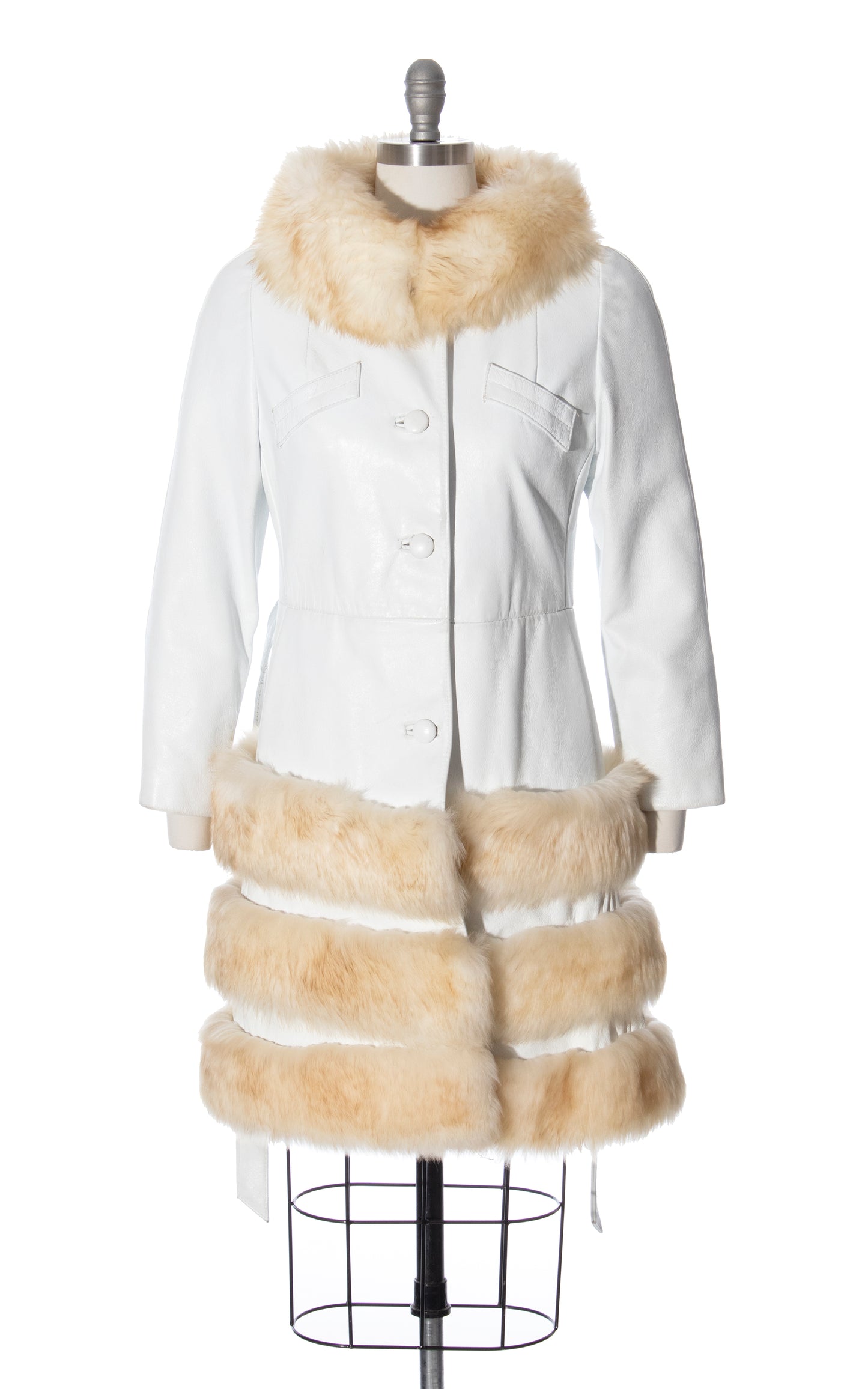 Vintage 70s 1970s Shearling Fur & White Leather Almost Famous Princess Coat Birthday Life Vintage
