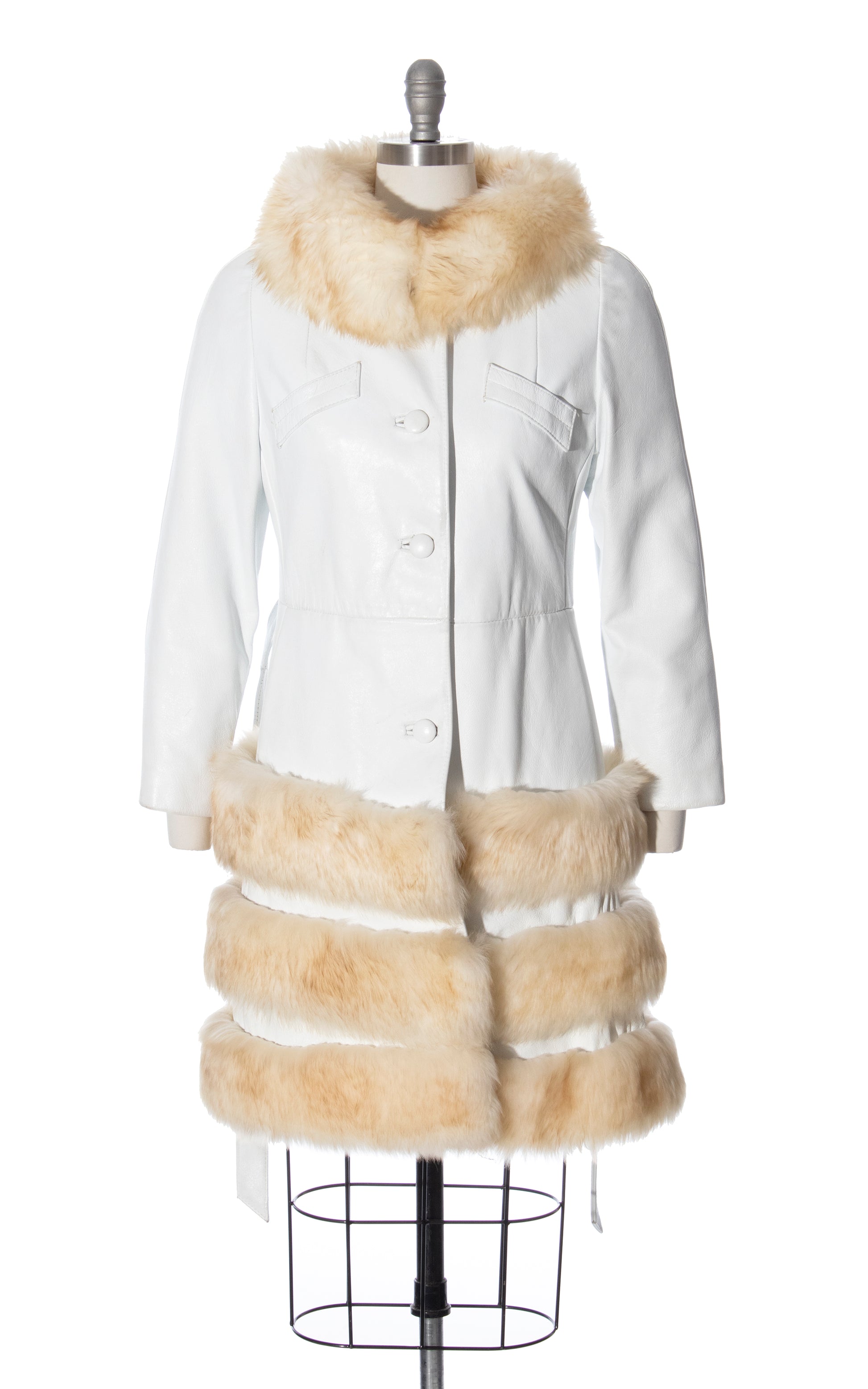 Vintage 70s 1970s Shearling Fur & White Leather Almost Famous Princess Coat Birthday Life Vintage