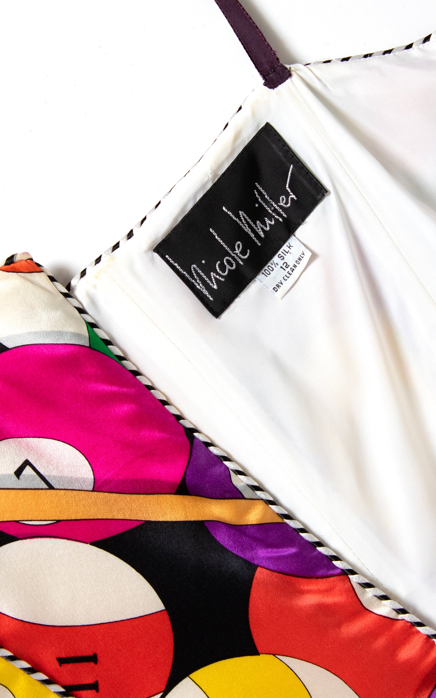 Vintage 80s 1980s NICOLE MILLER Silk Billiards Novelty Print Dress BirthdayLifeVintage