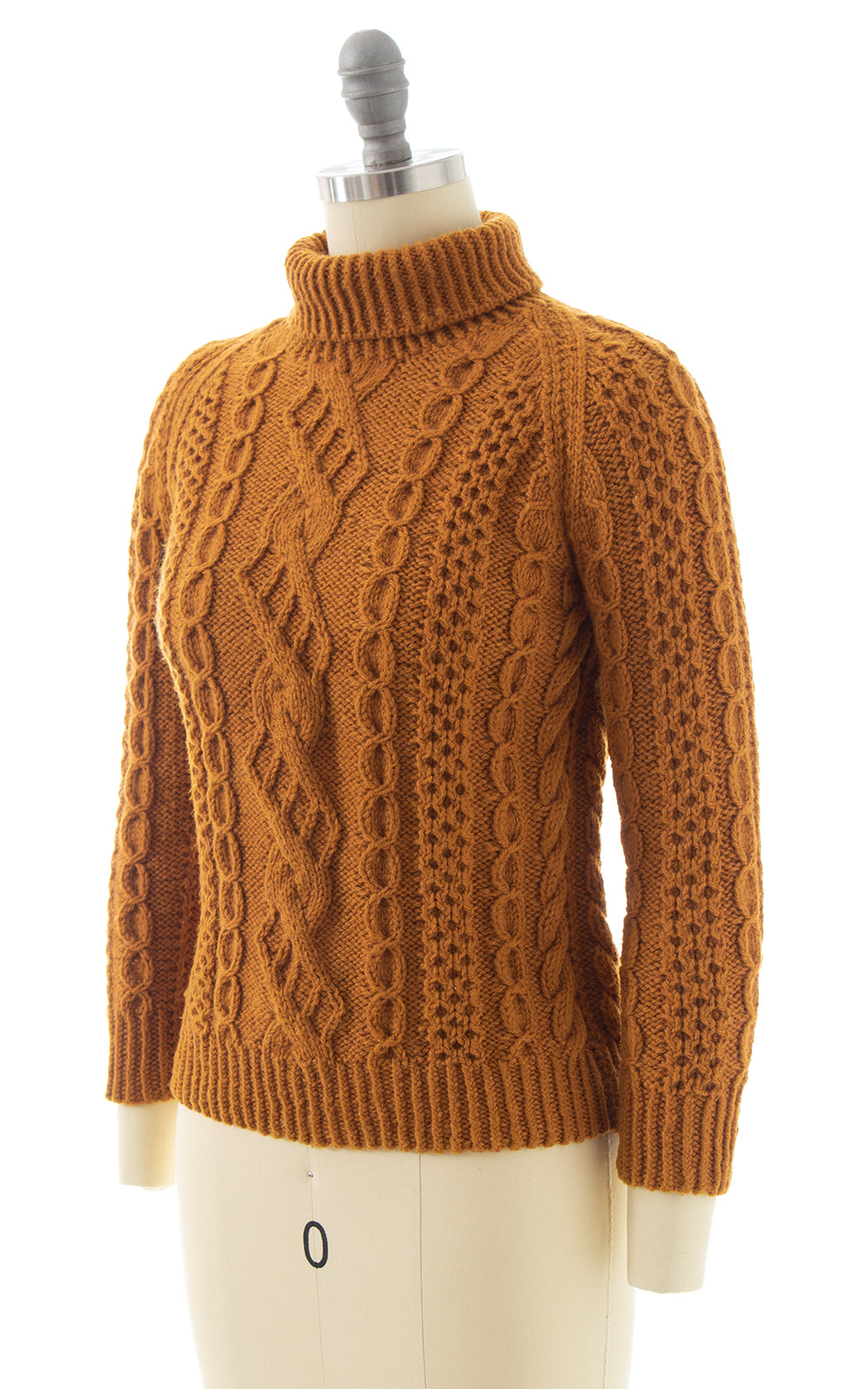1970s Burnt Mustard Knit Wool Turtleneck Sweater BirthdayLifeVintage