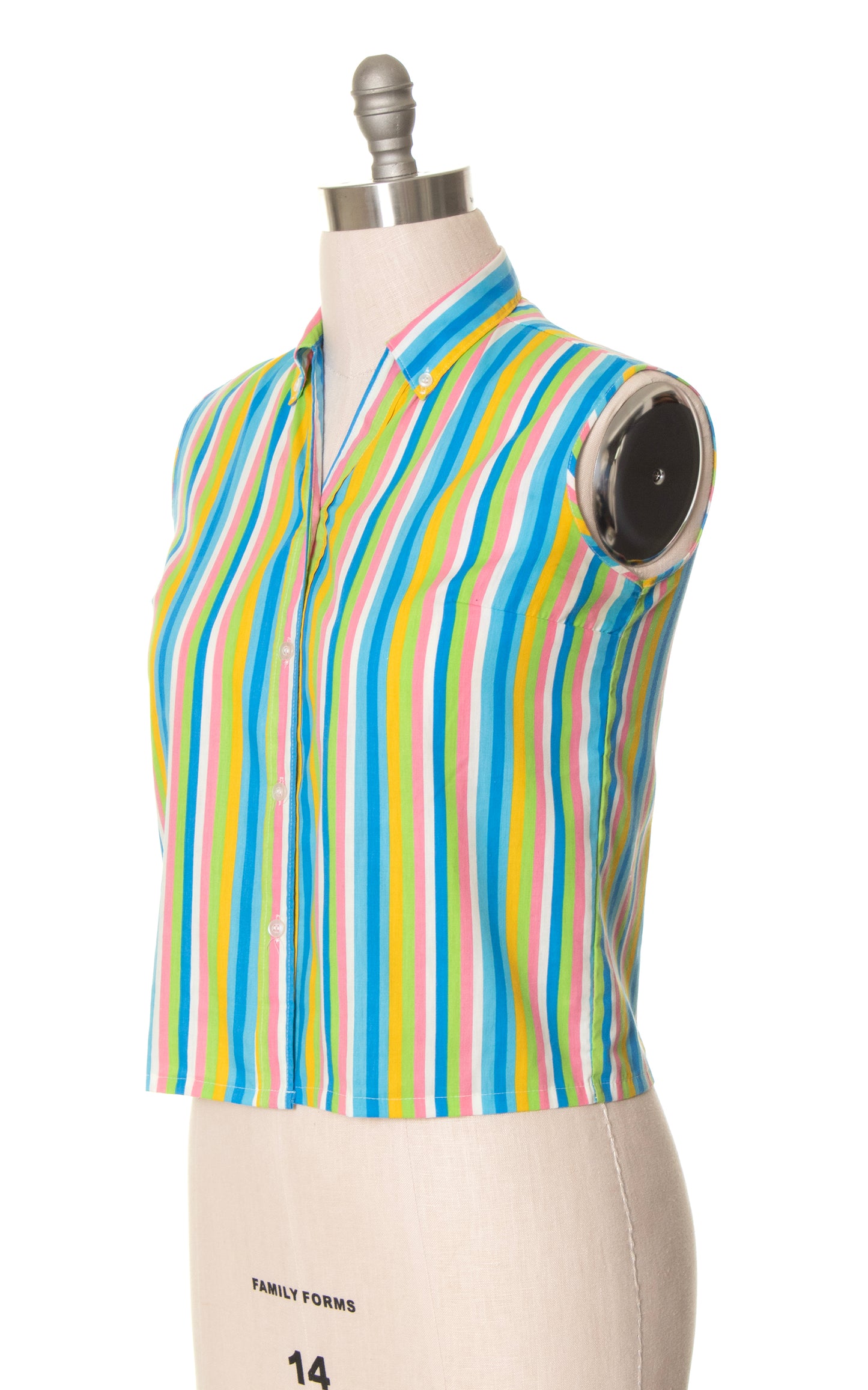 1960s Colorful Striped Sleeveless Blouse | medium/large