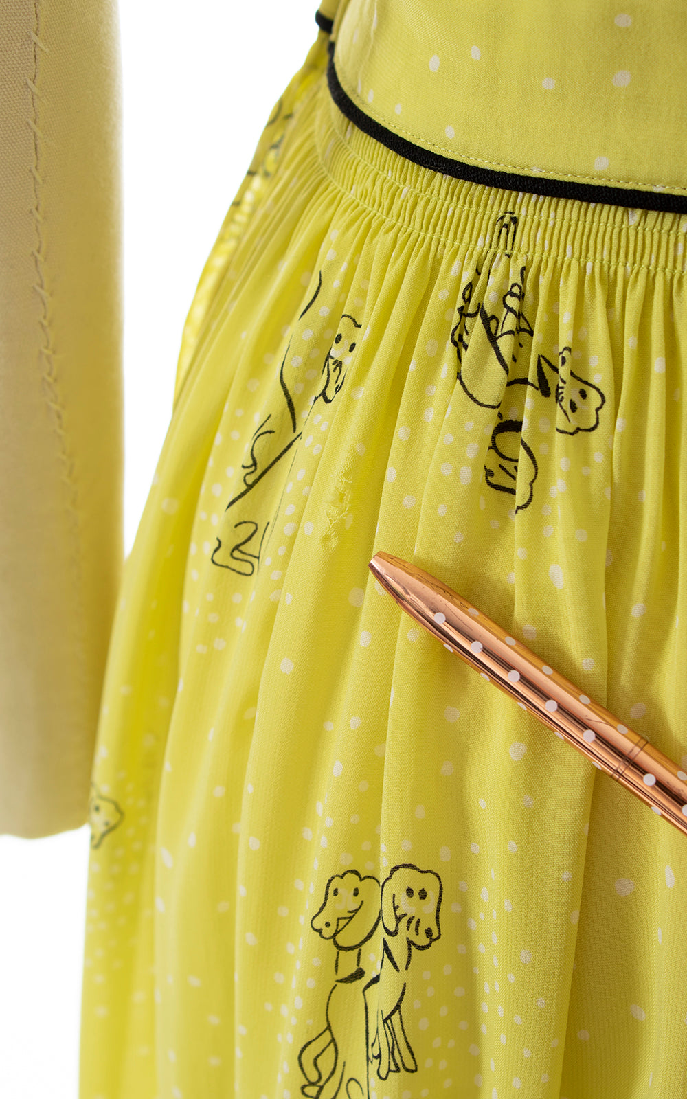 1940s Dog Novelty Print Dress & Jacket Set | small