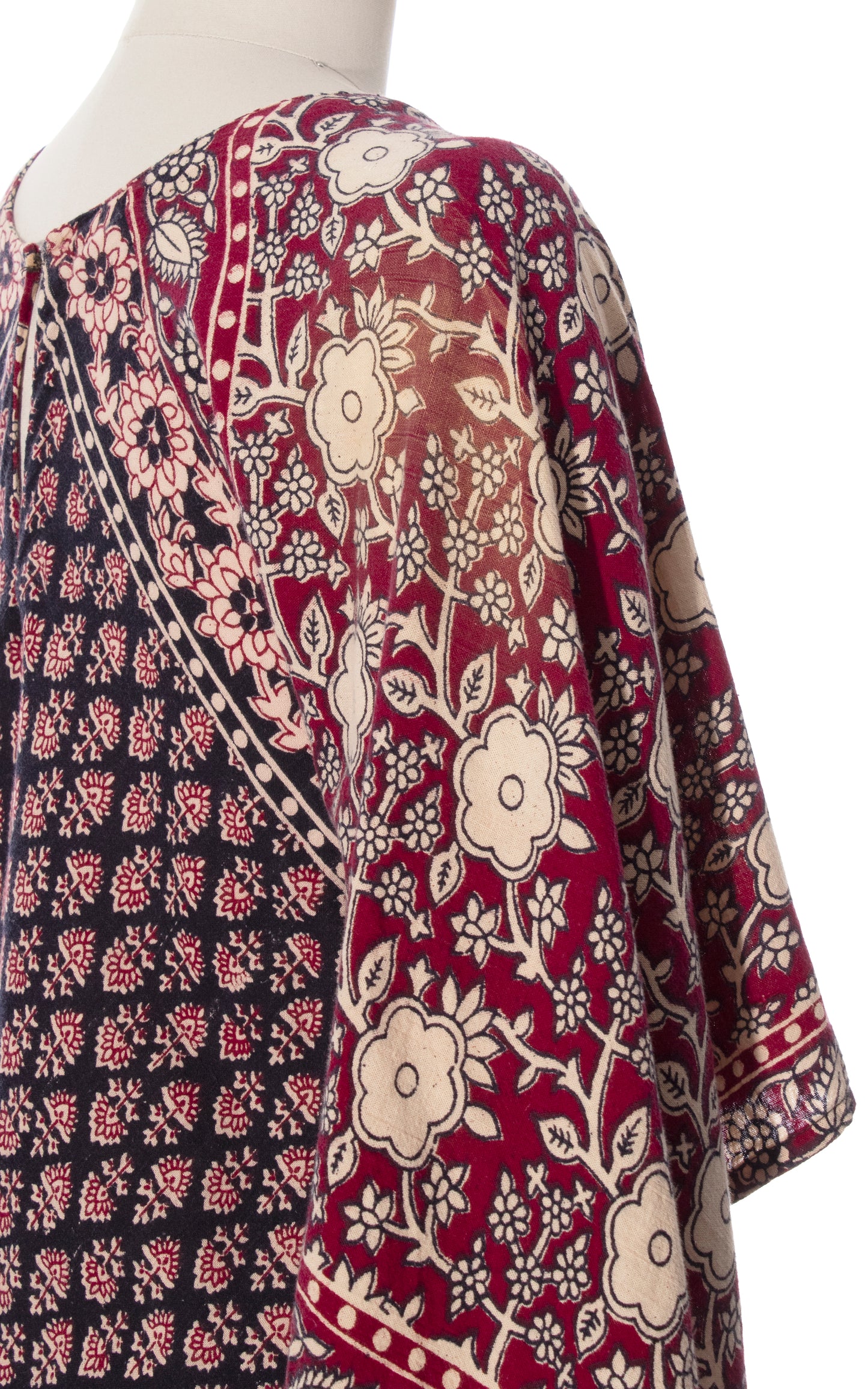 Vintage 1970s 70s Indian Cotton Pointed Sleeve Boho Maxi Dress Birthday Life Vintage