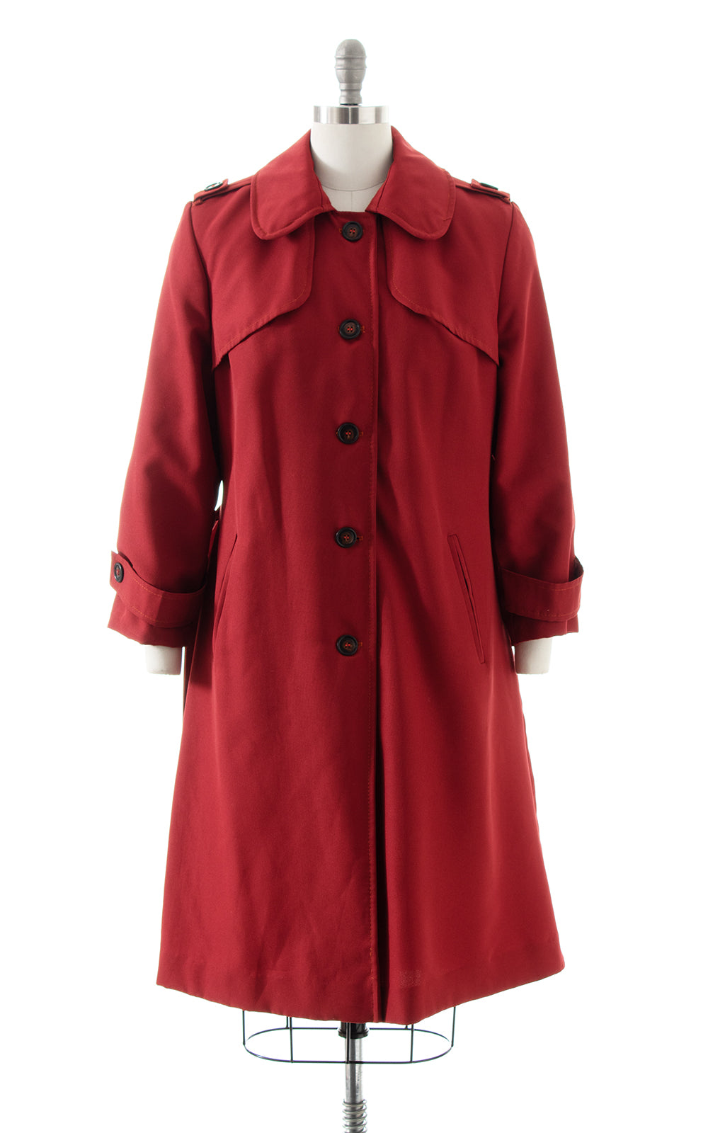 1970s Burgundy Belted Trench Coat | medium/large