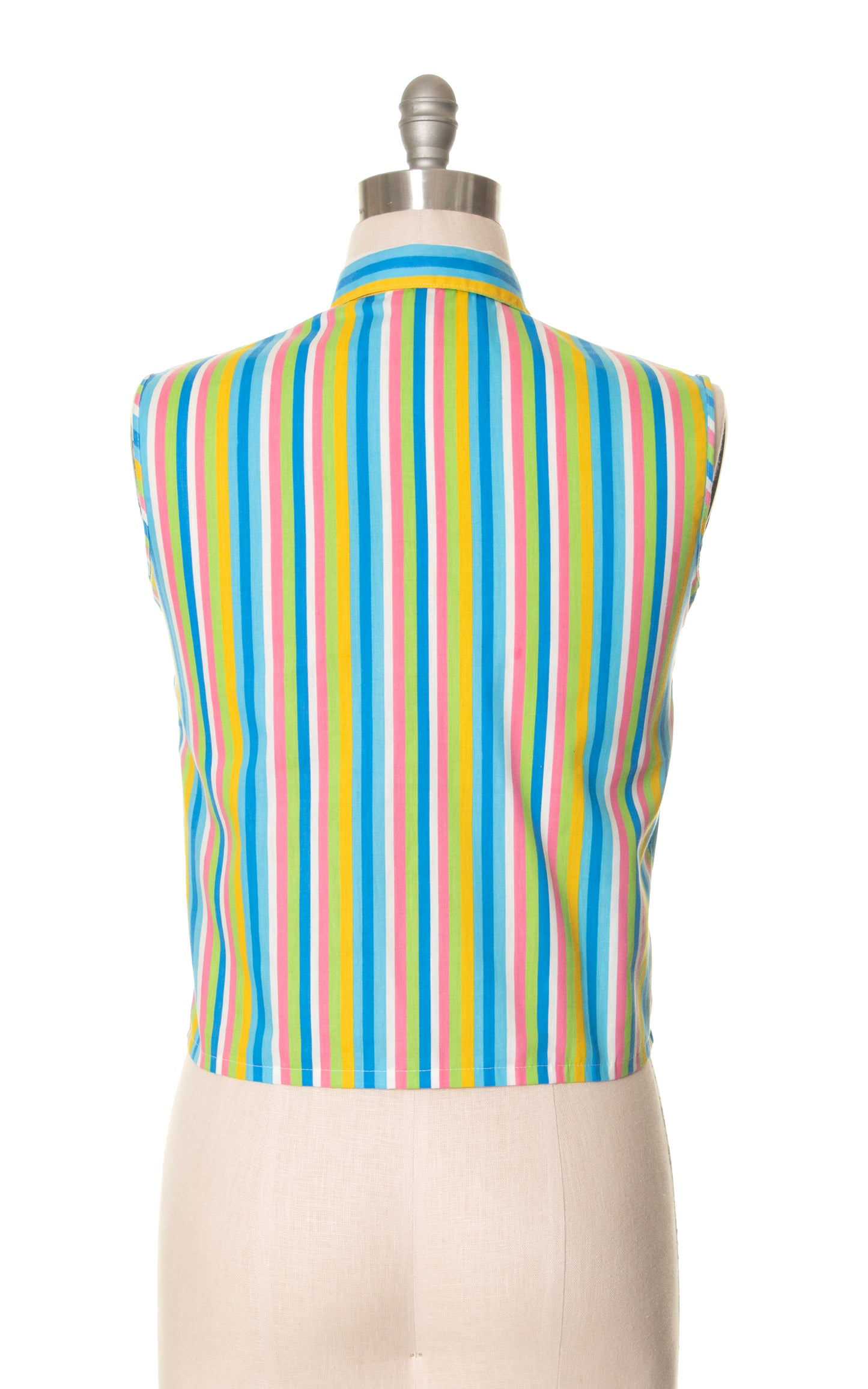 1960s Colorful Striped Sleeveless Blouse | medium/large