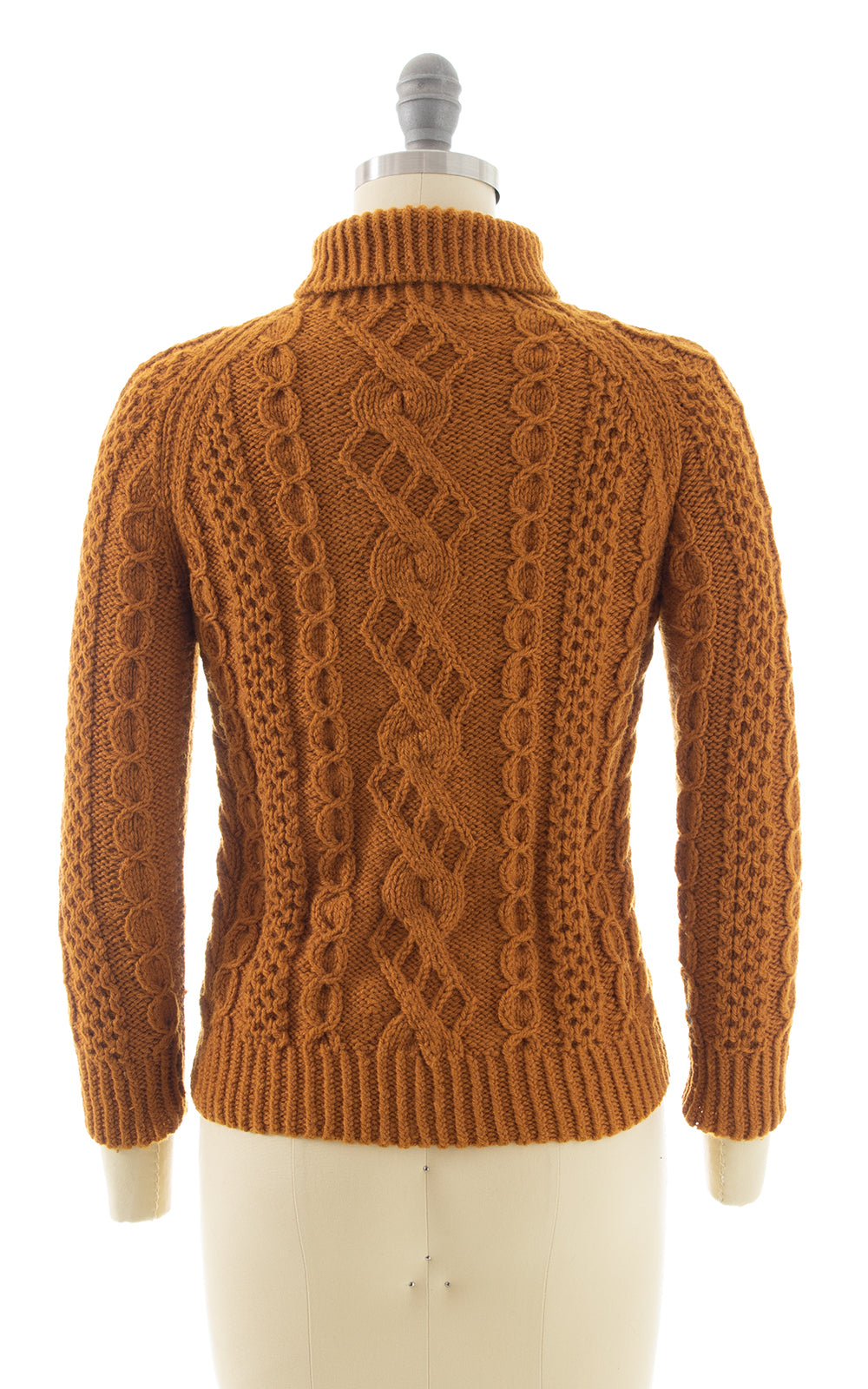 1970s Burnt Mustard Knit Wool Turtleneck Sweater BirthdayLifeVintage