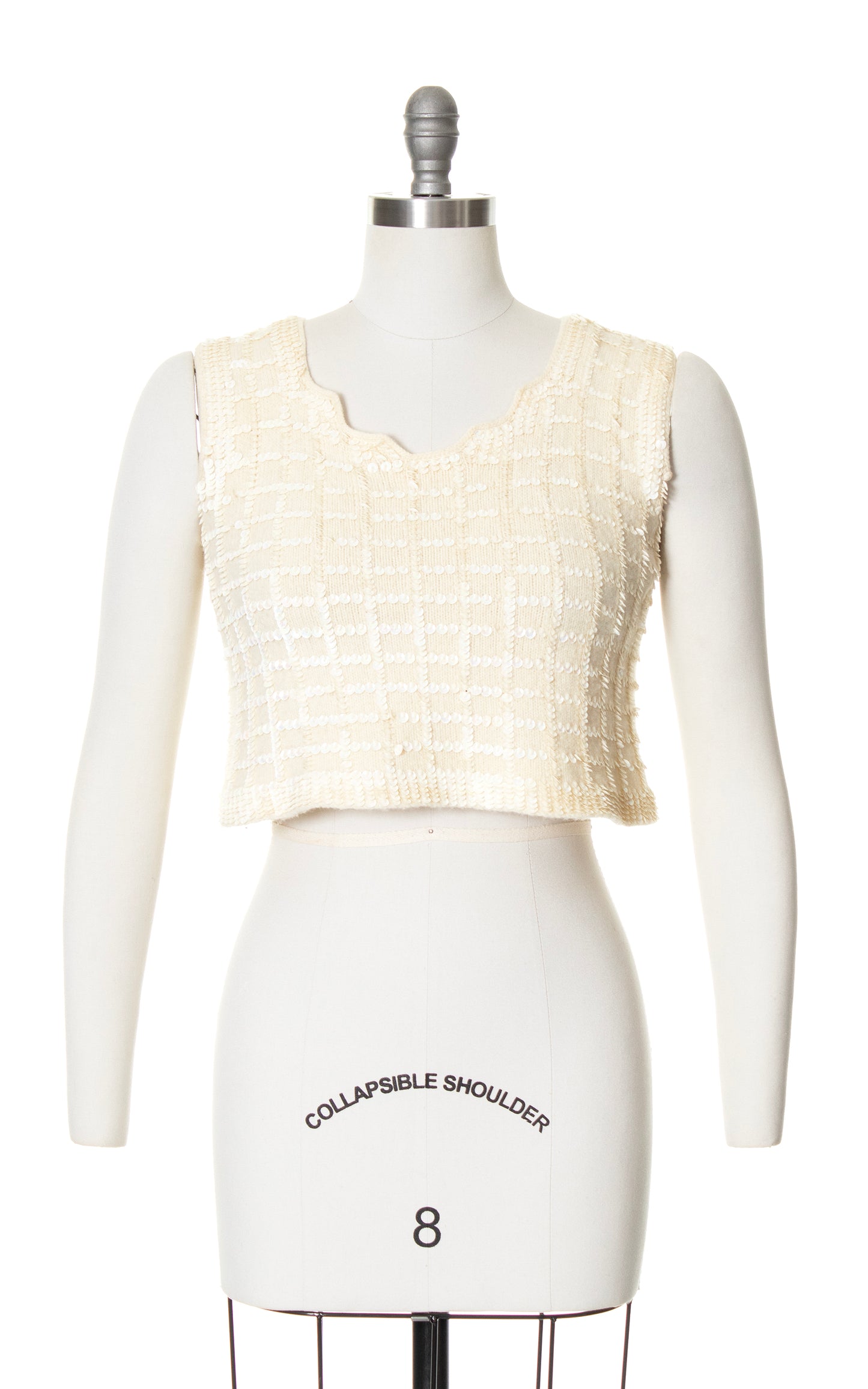 Vintage 60s 1960s Sequined Knit Wool Crop Top BirthdayLifeVintage