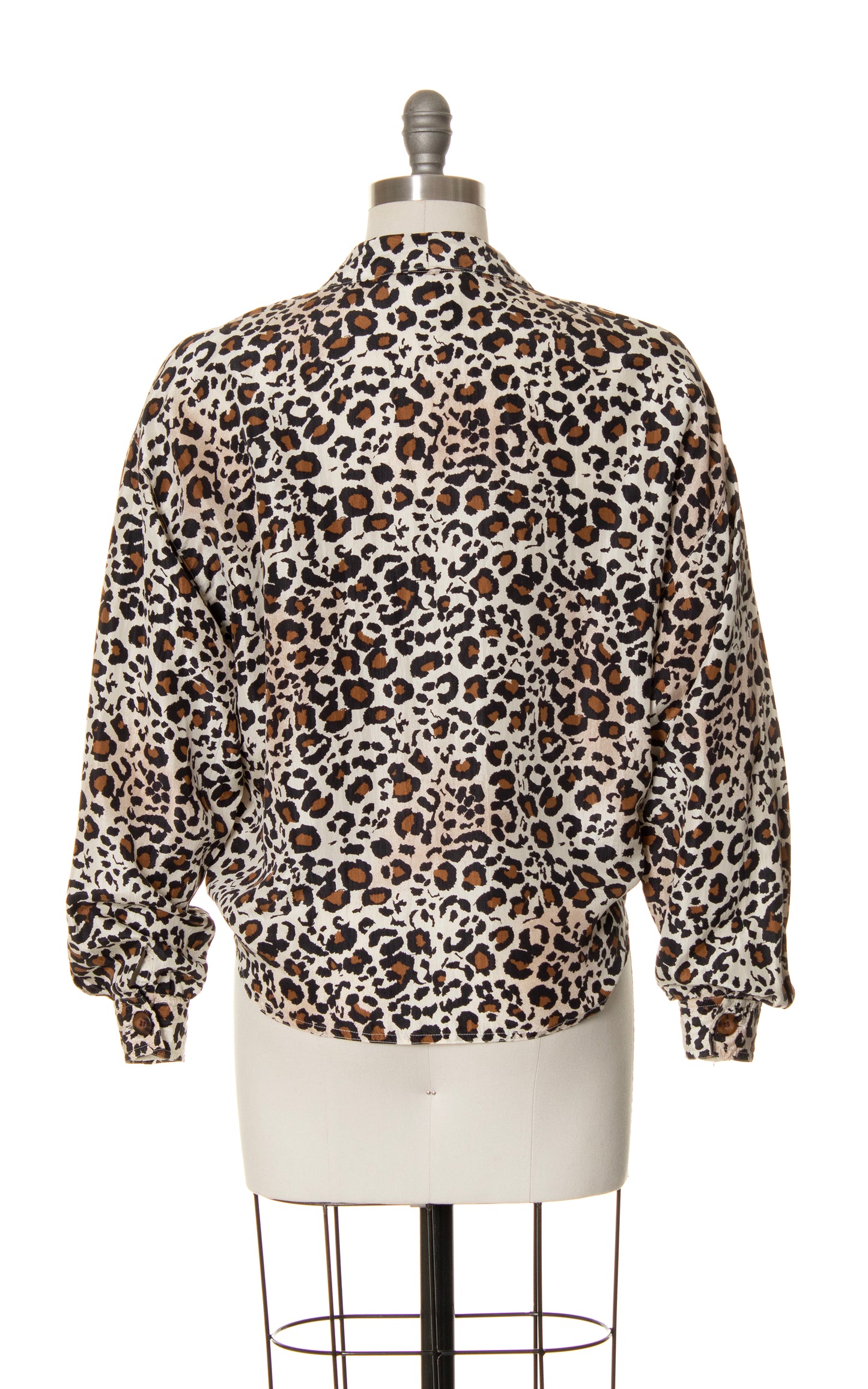 1980s Silk Leopard Print Hi-Low Blouse | large/x-large