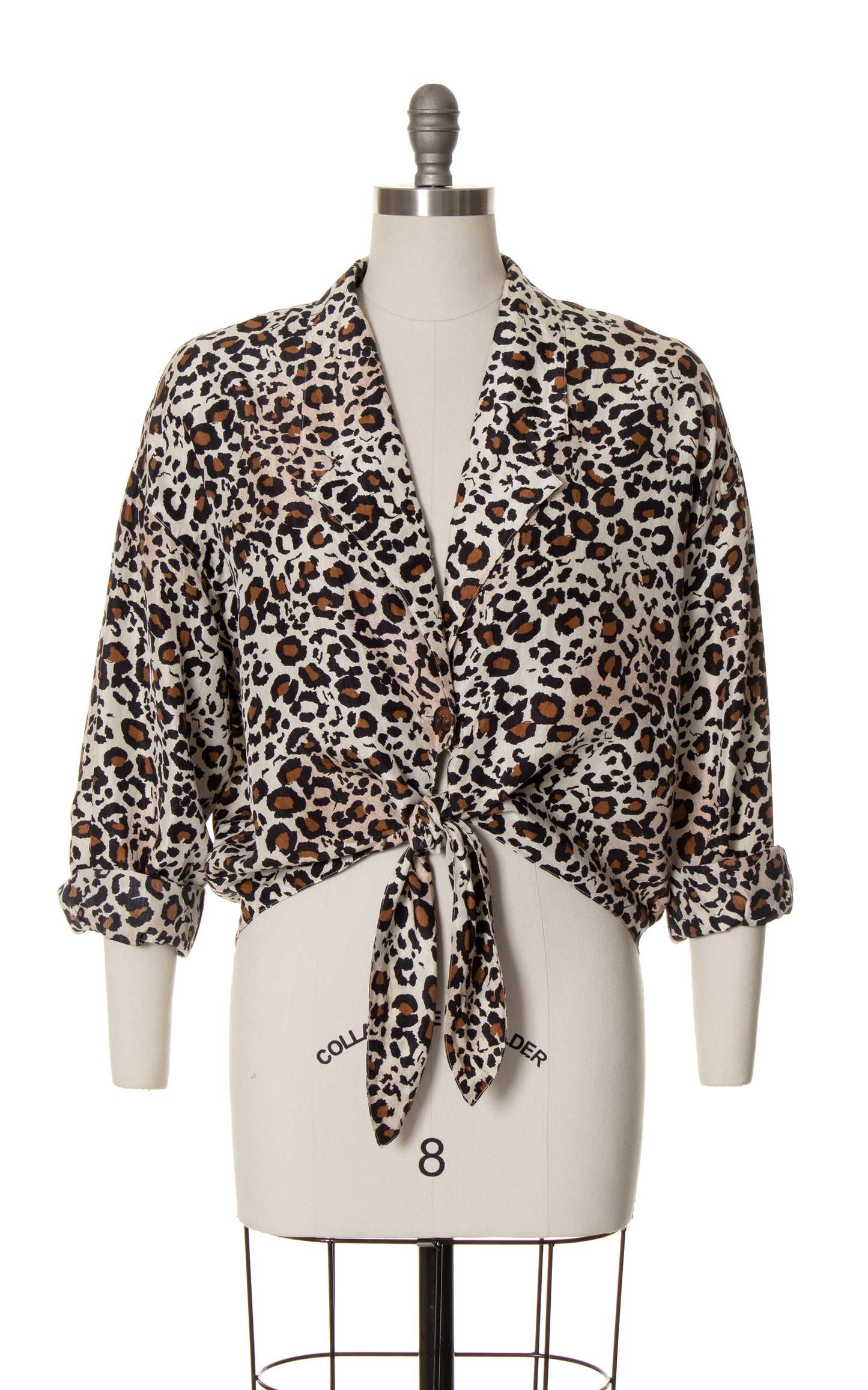 1980s Silk Leopard Print Hi-Low Blouse | large/x-large