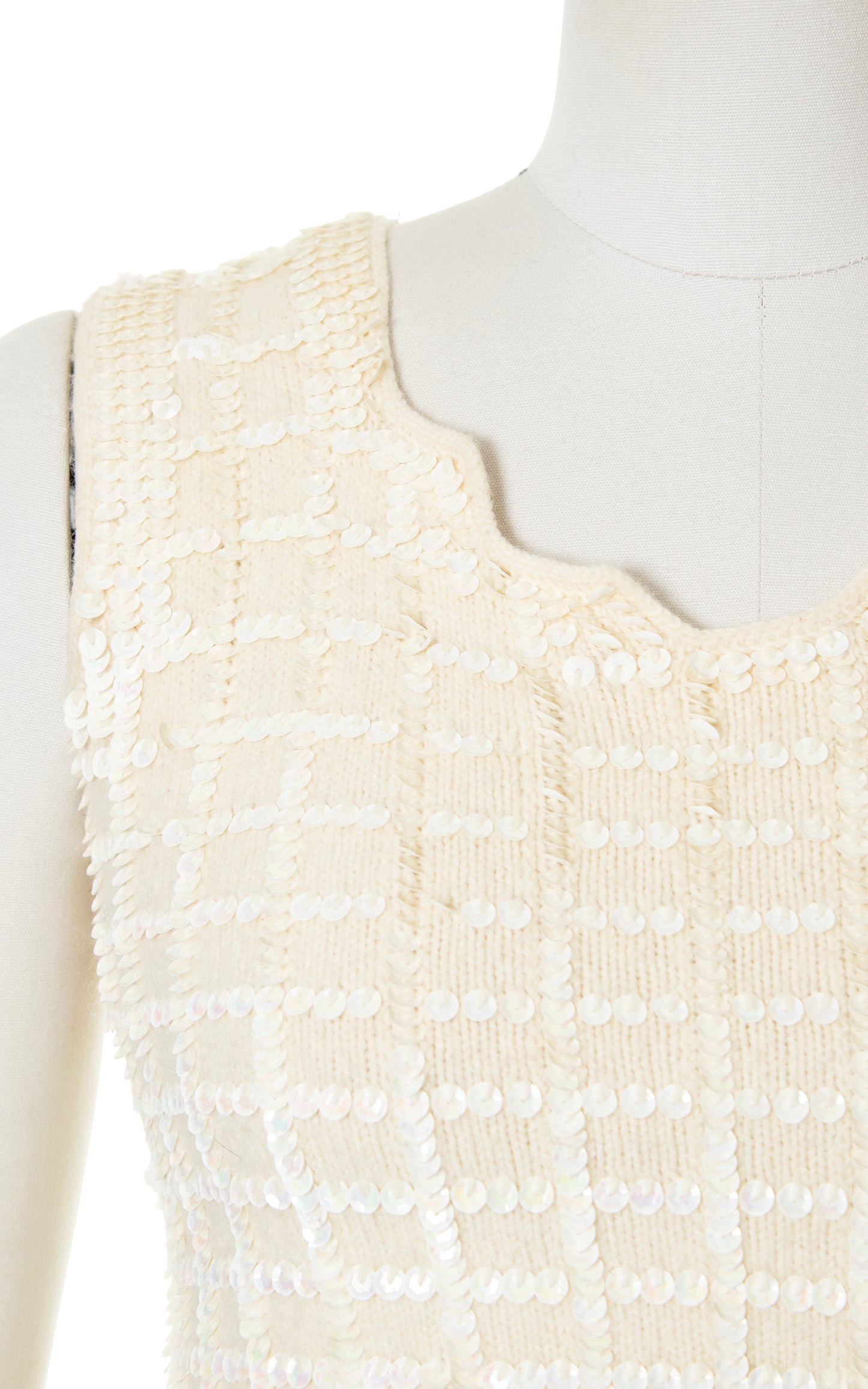 Vintage 60s 1960s Sequined Knit Wool Crop Top BirthdayLifeVintage