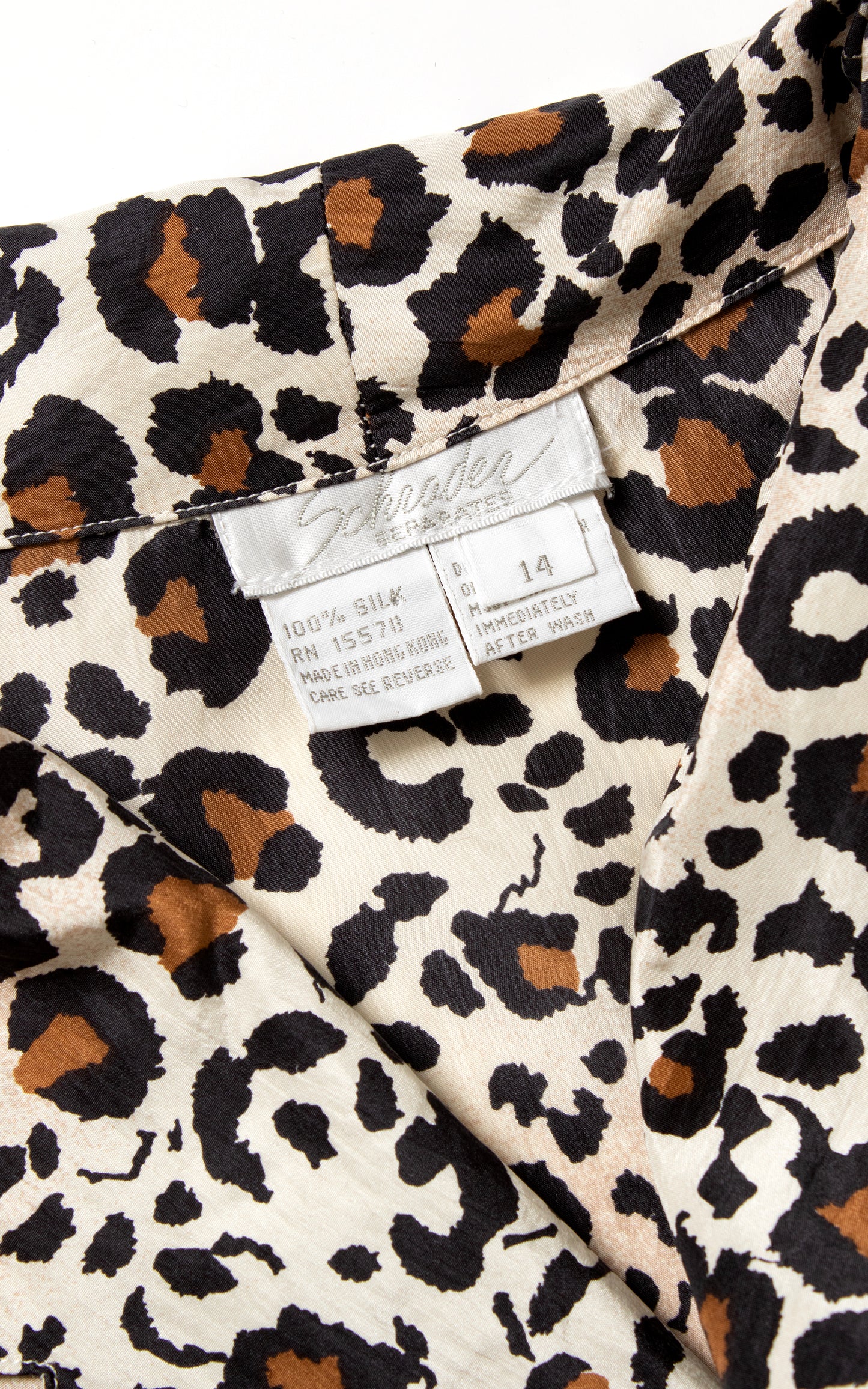 1980s Silk Leopard Print Hi-Low Blouse | large/x-large