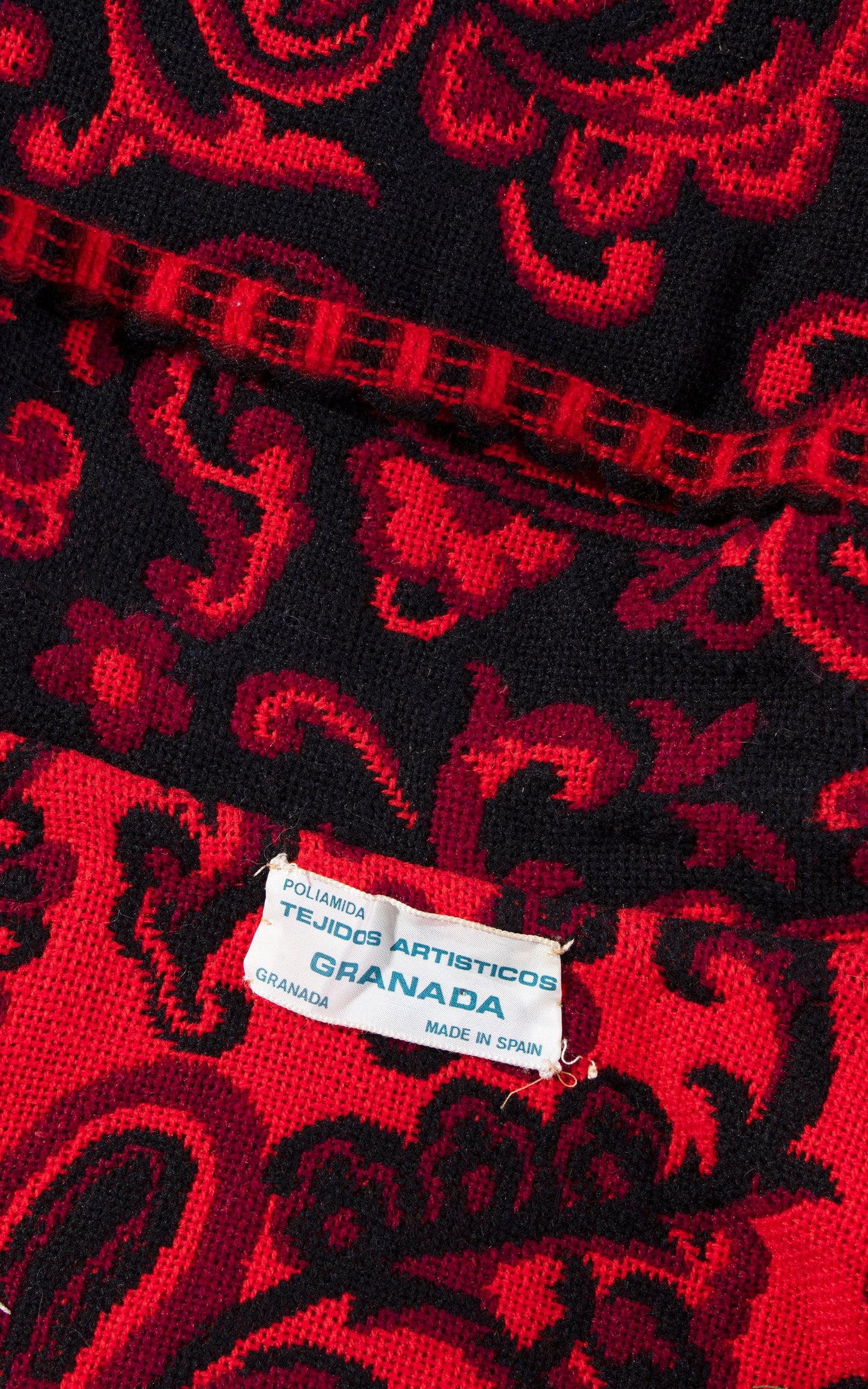 Vintage 70s 1970s Paisley Red Woven Psychedelic Cape with Fringe Birthday Life Vintage