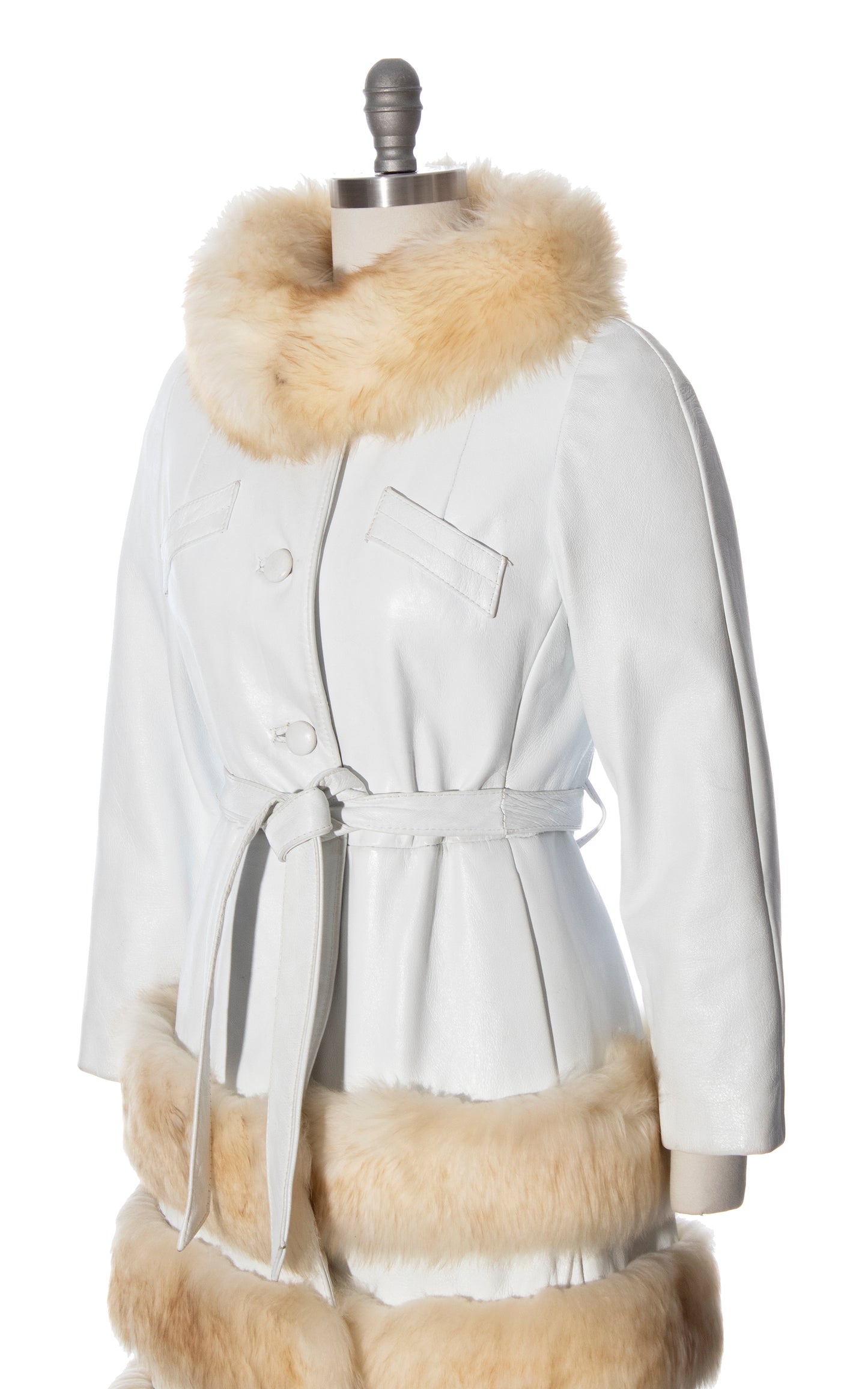 Vintage 70s 1970s Shearling Fur & White Leather Almost Famous Princess Coat Birthday Life Vintage