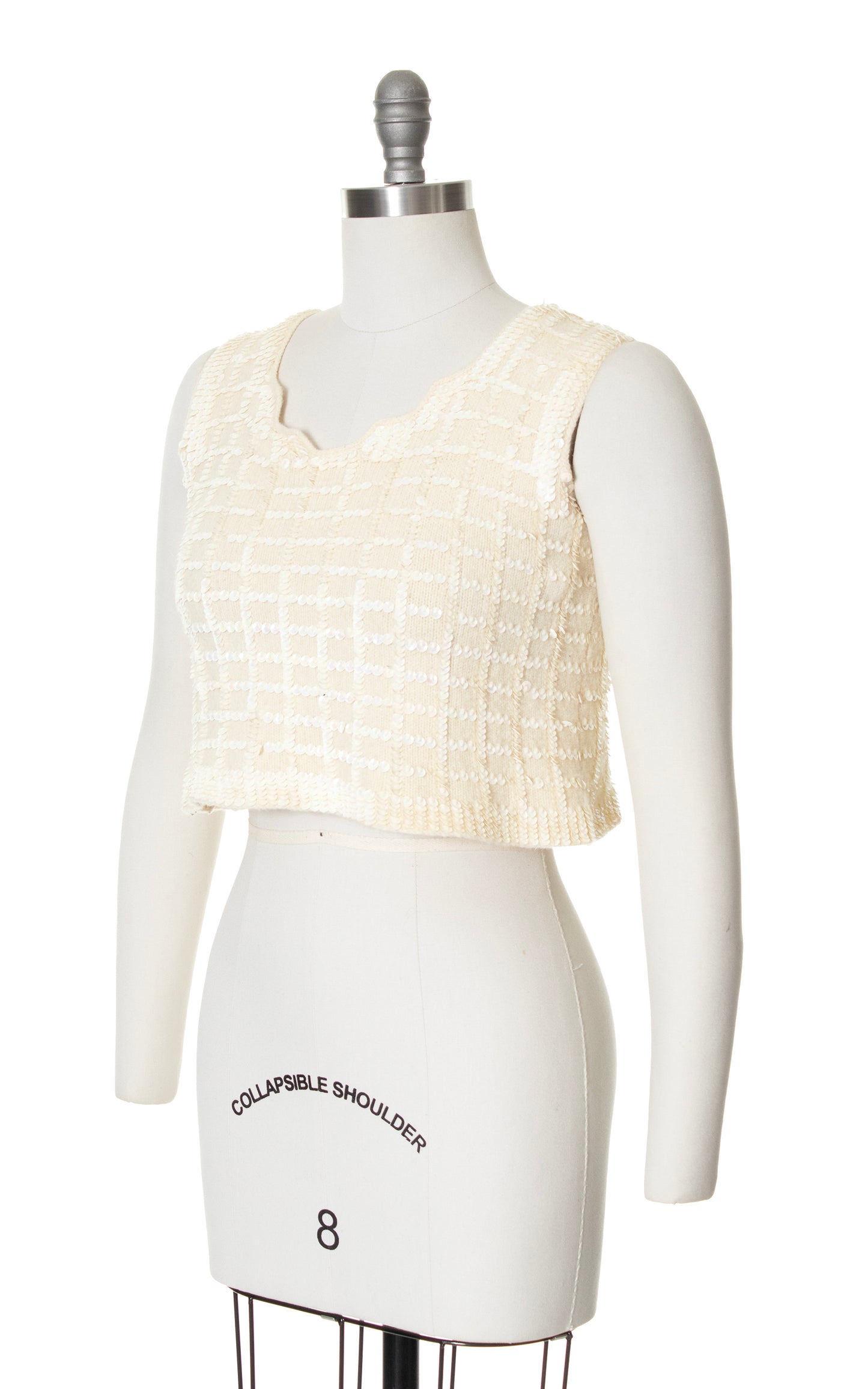 Vintage 60s 1960s Sequined Knit Wool Crop Top BirthdayLifeVintage