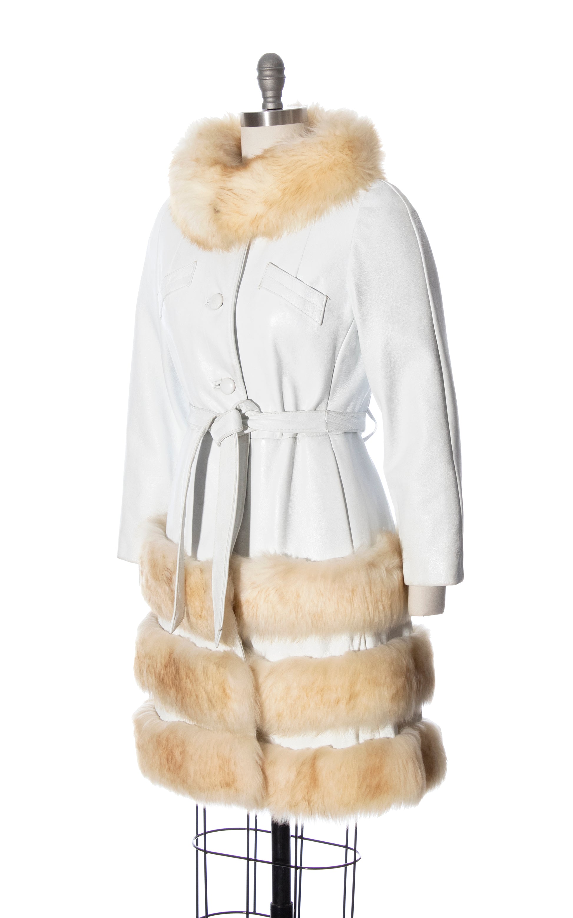 Vintage 70s 1970s Shearling Fur & White Leather Almost Famous Princess Coat Birthday Life Vintage