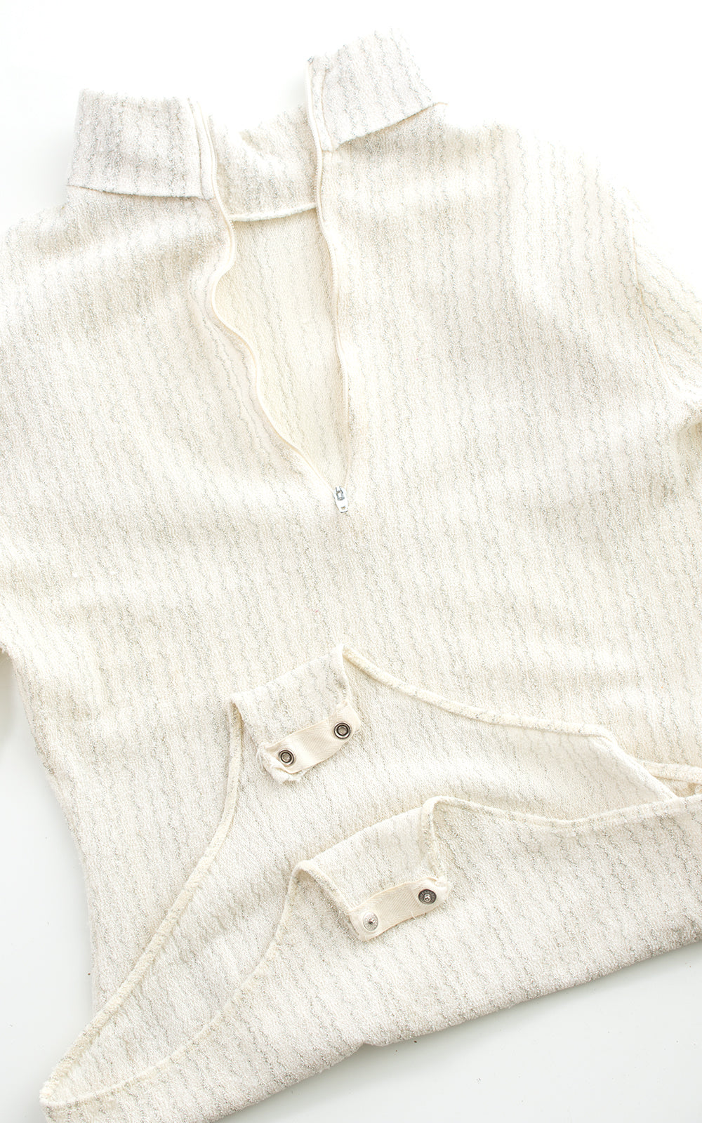 1970s Metallic White Turtleneck Bodysuit