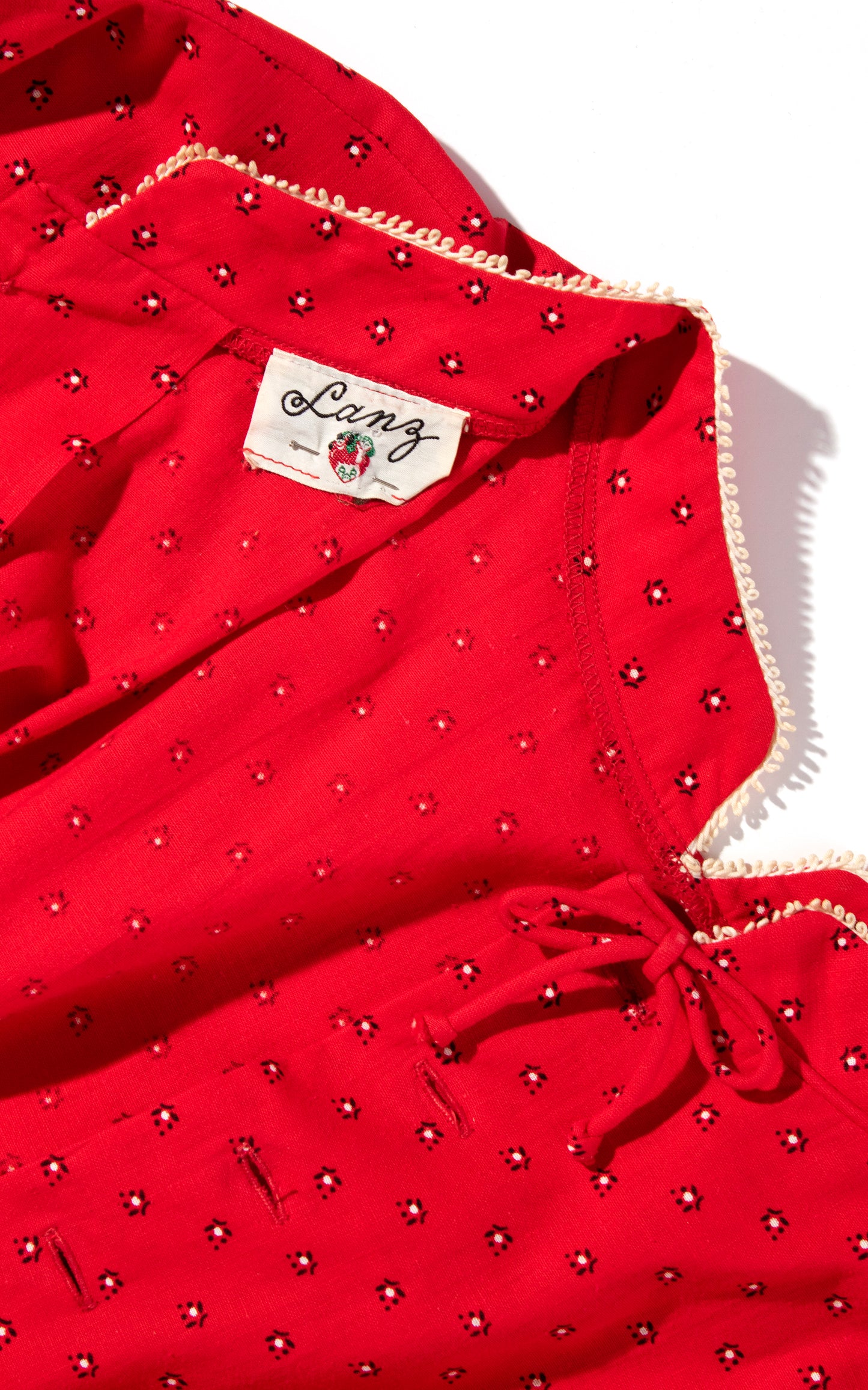 Vintage 50s 1950s LANZ Floral Cotton Button Back Dress Birthday Life Vintage