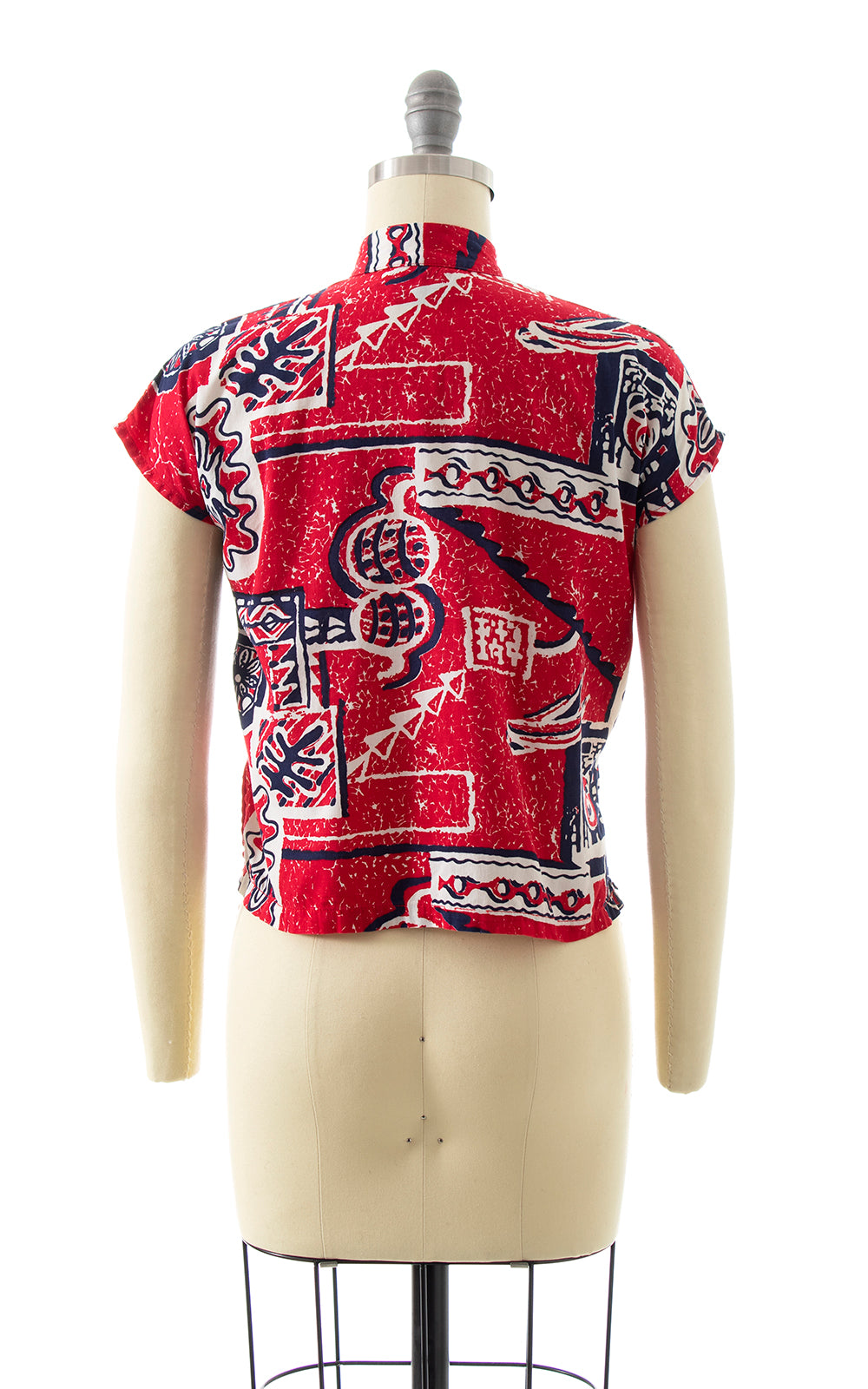 BLV x DEANNA || 1950s Tiki Print Cotton Blouse | x-small/small