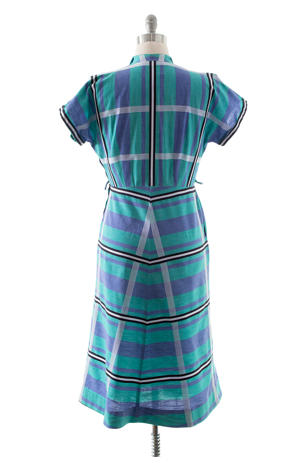 1940s 1950s Plaid Cotton Shirtwaist Dress with Pocket | large