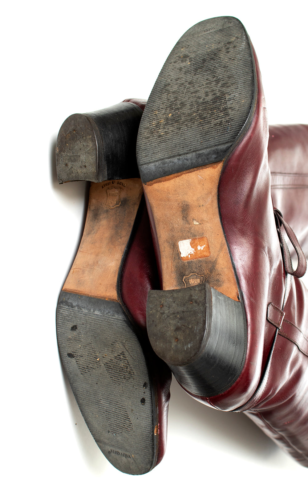 Vintage 1970s 70s SALVATORE FERRAGAMO Merlot Brown Leather Knee High Riding Campus Boots size US 7.5 Birthday Life Vintage