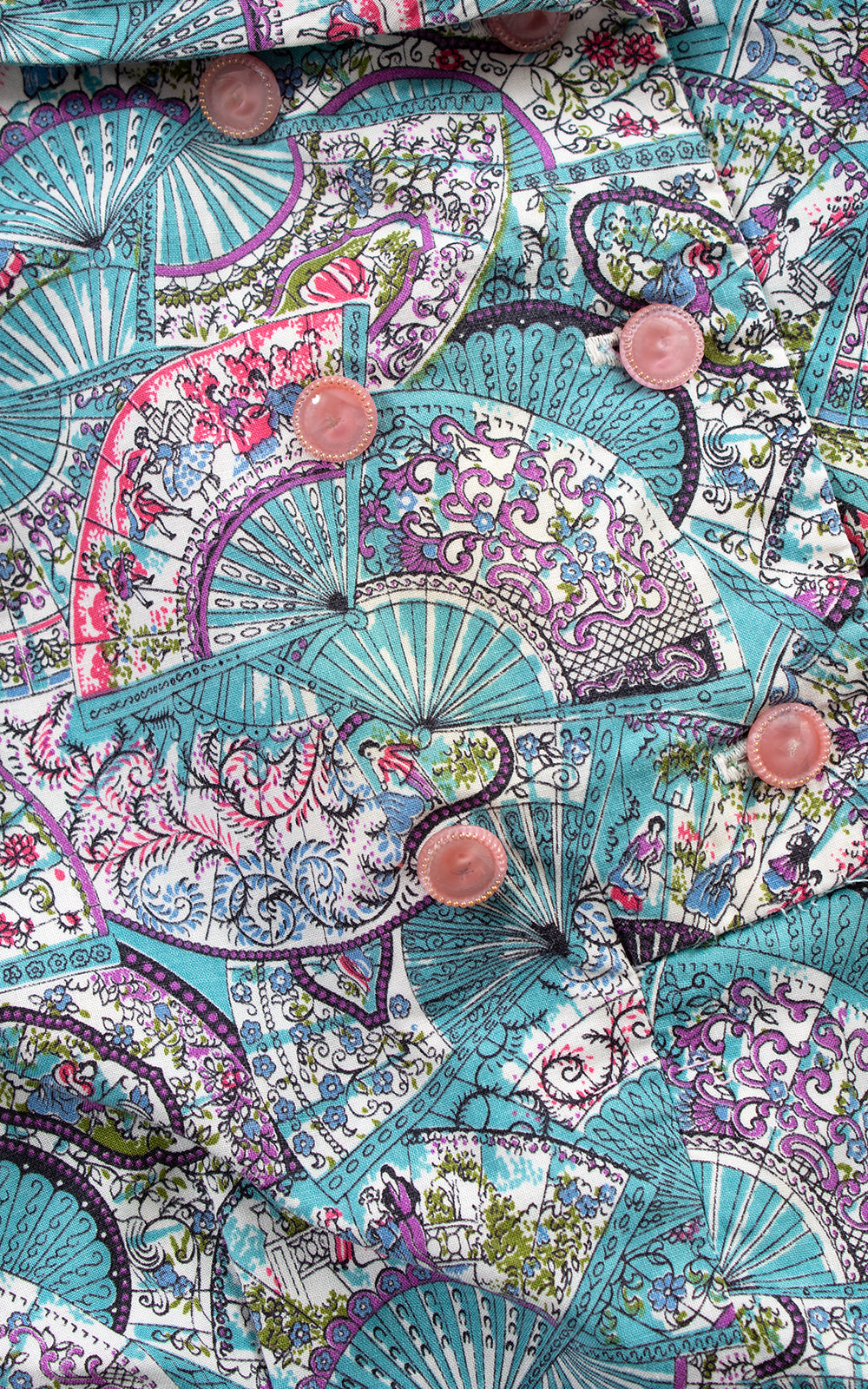 1960s Fans 17th C Novelty Print Wiggle Dress | medium