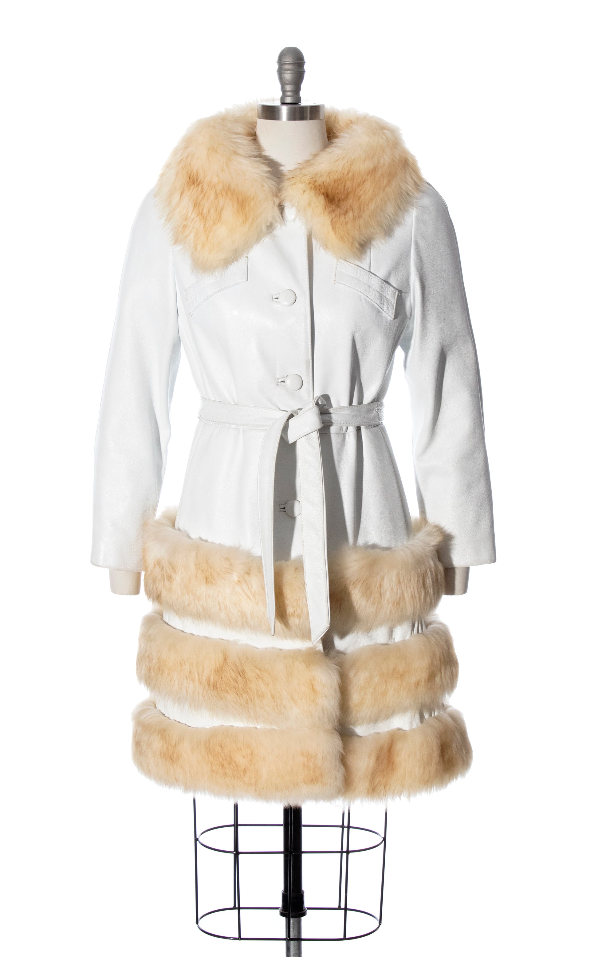 Vintage 70s 1970s Shearling Fur & White Leather Almost Famous Princess Coat Birthday Life Vintage