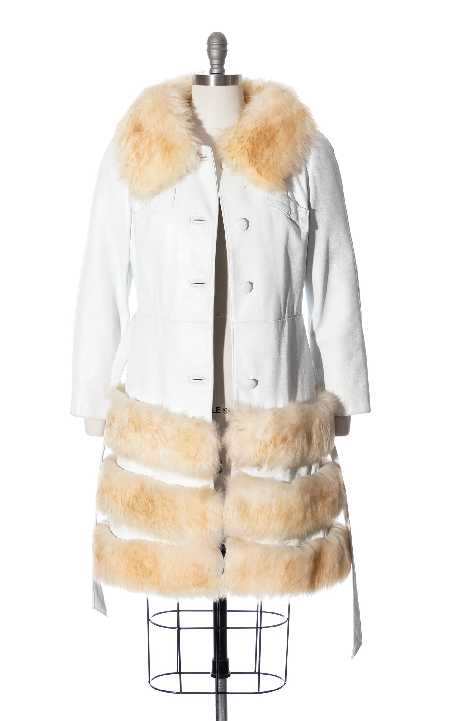 Vintage 70s 1970s Shearling Fur & White Leather Almost Famous Princess Coat Birthday Life Vintage