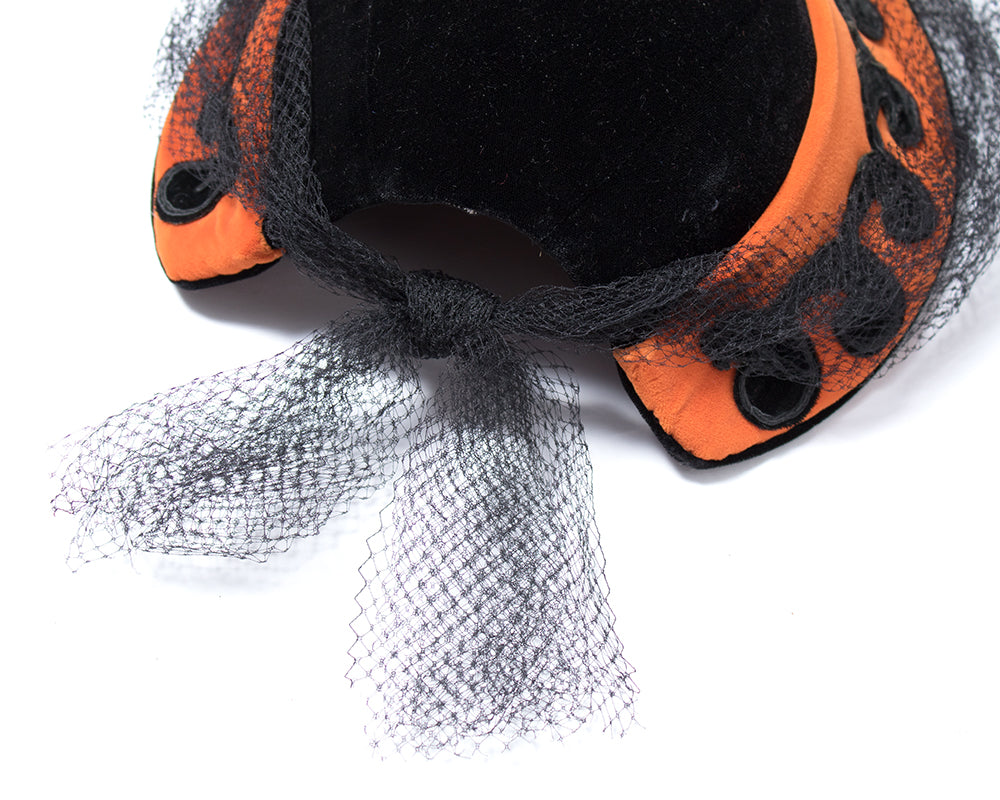 1940s Velvet & Feather Pom Pom Hat with Veil