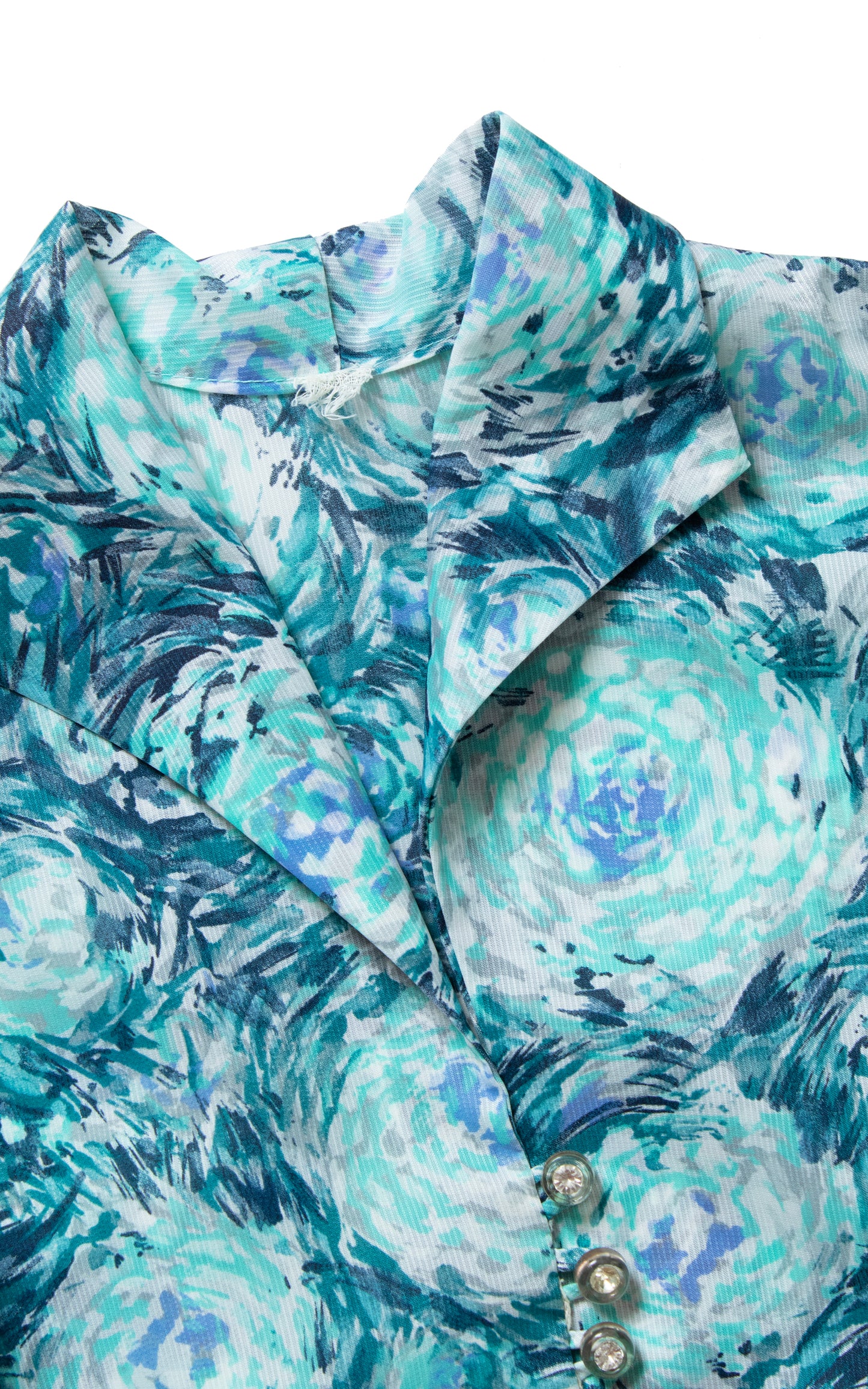 Vintage 50s 1950s Blue Sheer Floral Shirtwaist Dress Fit and Flare BirthdayLifeVintage