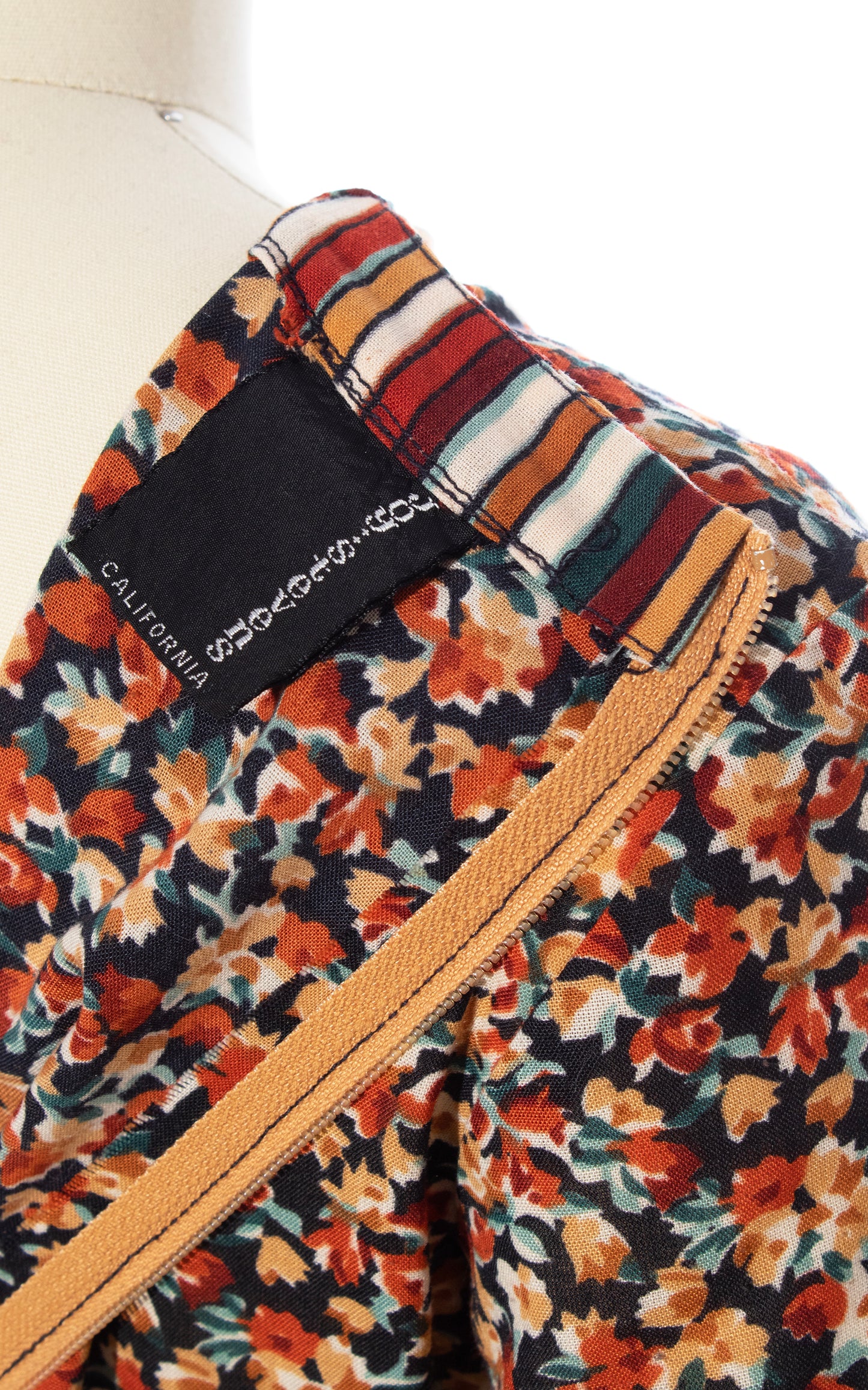 Vintage 70s 1970s Print Blocked Trapeze Boho Floral Striped Dress BirthdayLifeVintage