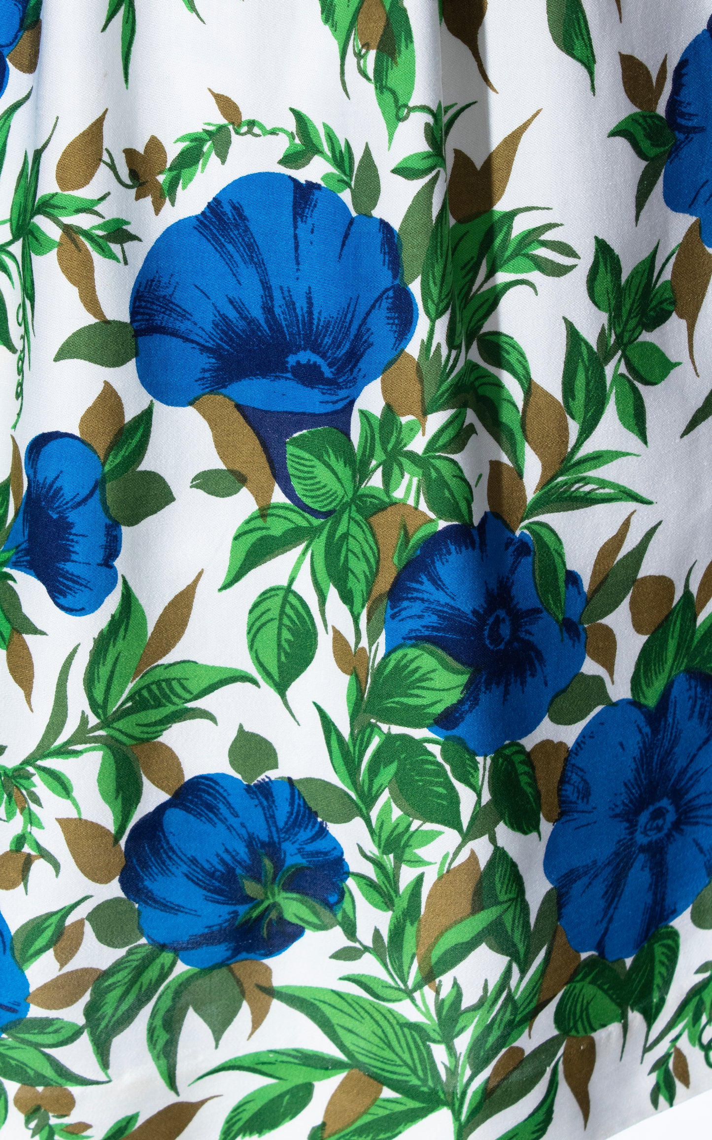 Vintage 50s 1950s Morning Glory Floral Border Print Cotton Fit and Flare Dress Birthday Life Vintage
