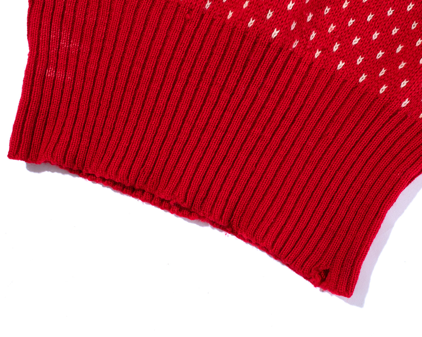 Vintage 40s 1940s Reindeer Knit Wool Holiday Christmas Red Sweater Birthday Life Vintage