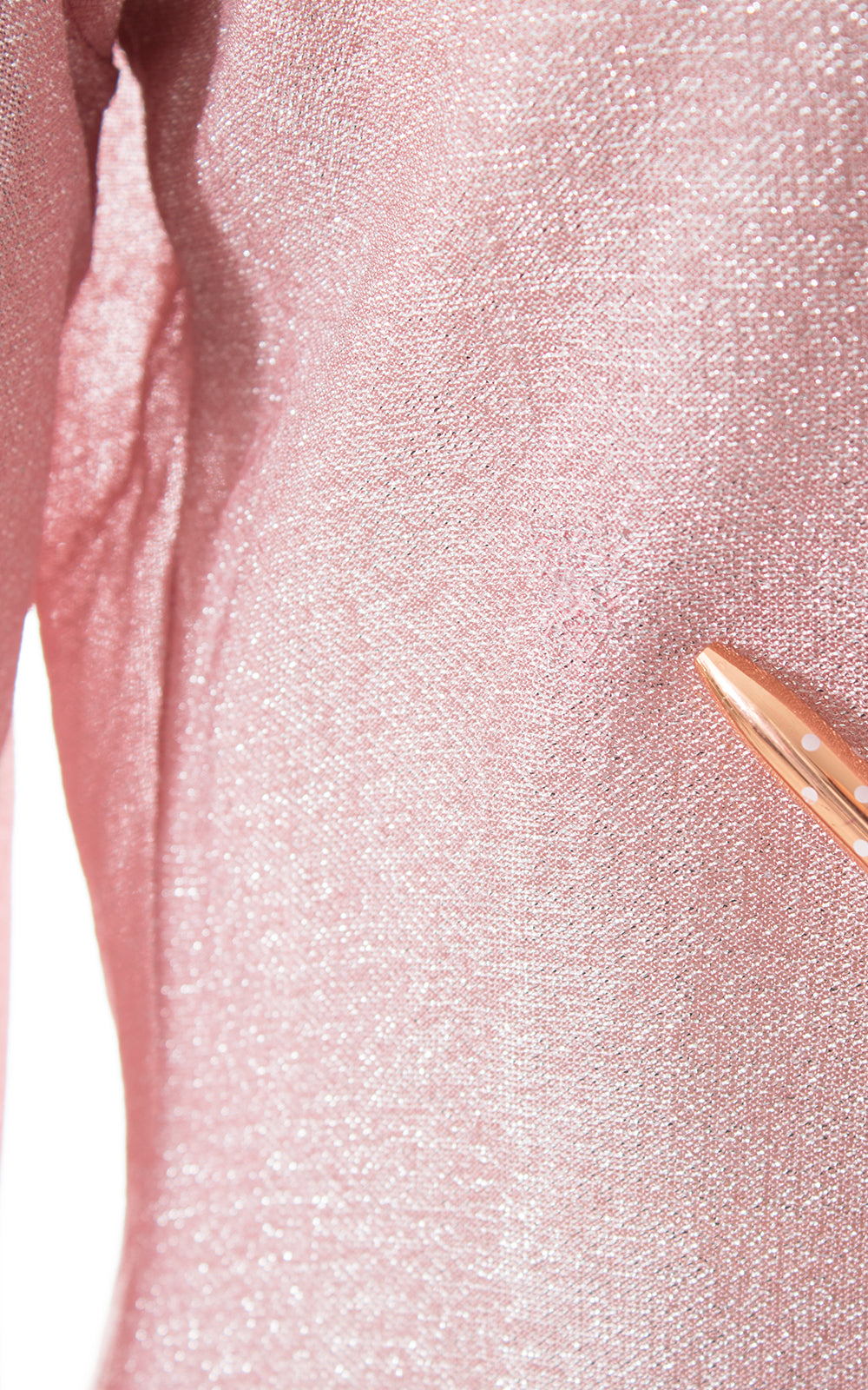 1970s Metallic Pink Pussy Bow Bodysuit