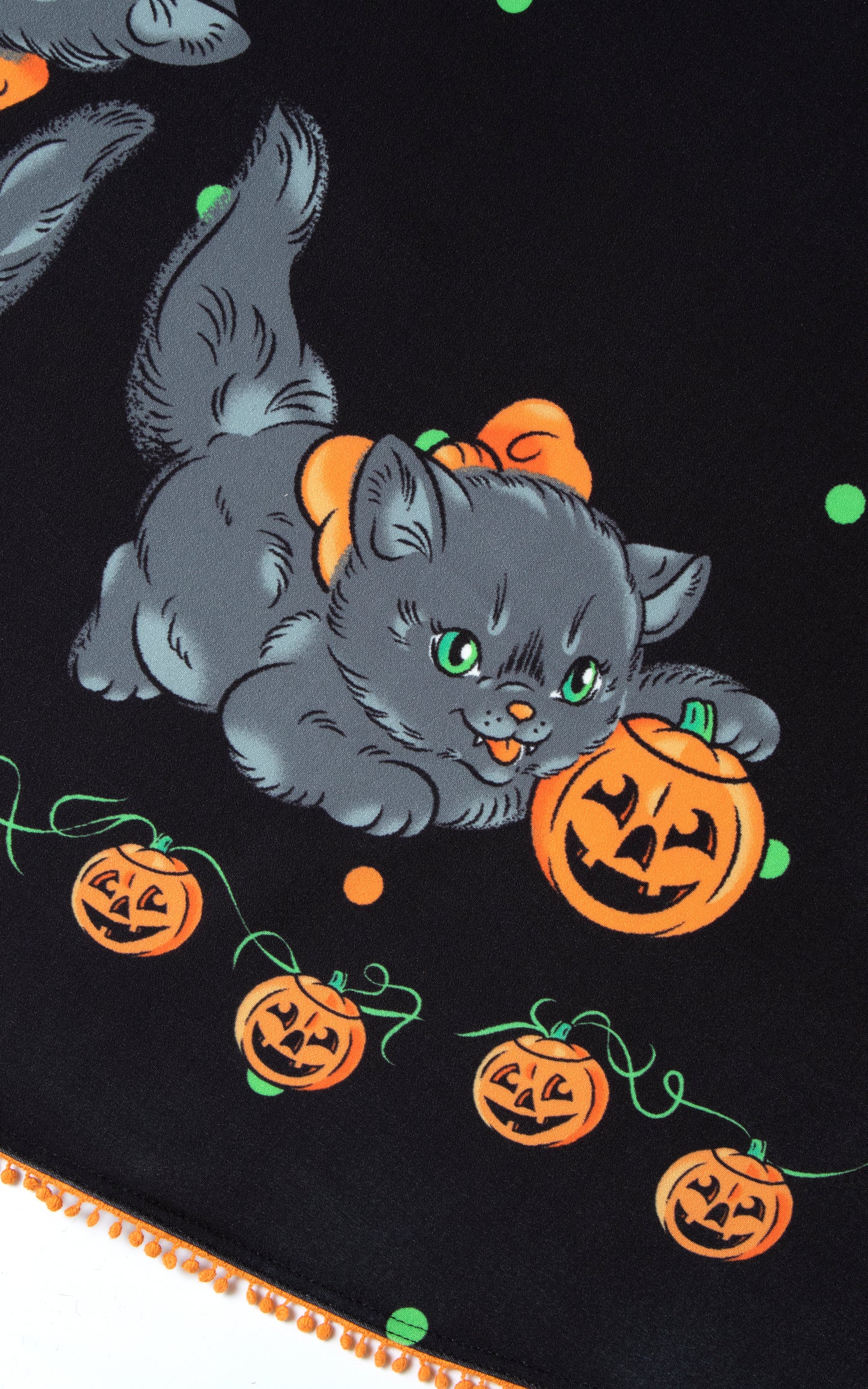 Modern Sourpuss Vintage 1950s Style Cats & Pumpkins Novelty Border Print Black Sundress with Pockets Birthday Life Vintage