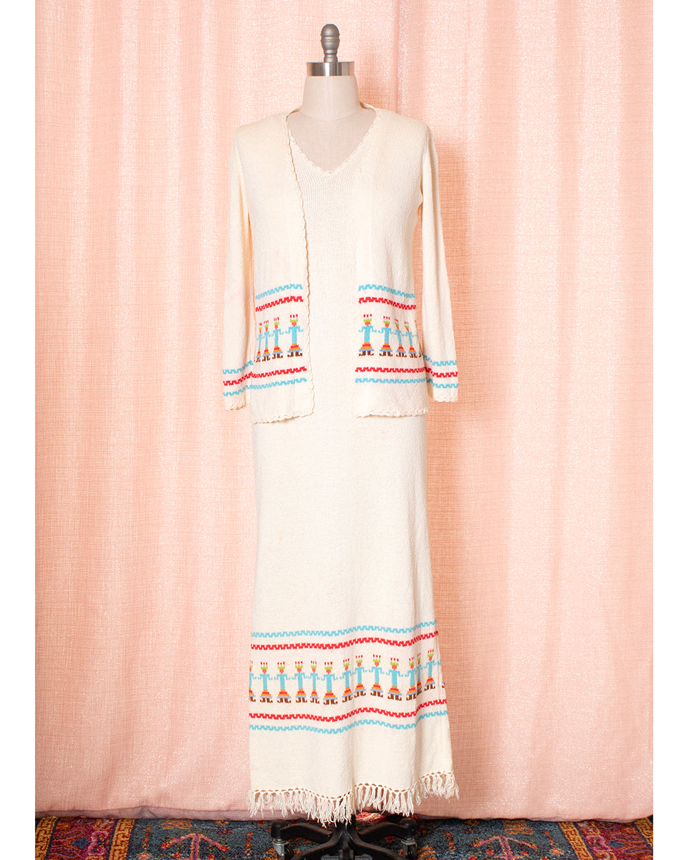 AS-IS] 1970s Kochina Doll Novelty Border Print Knit Sweater Dress & C –  Birthday Life Vintage